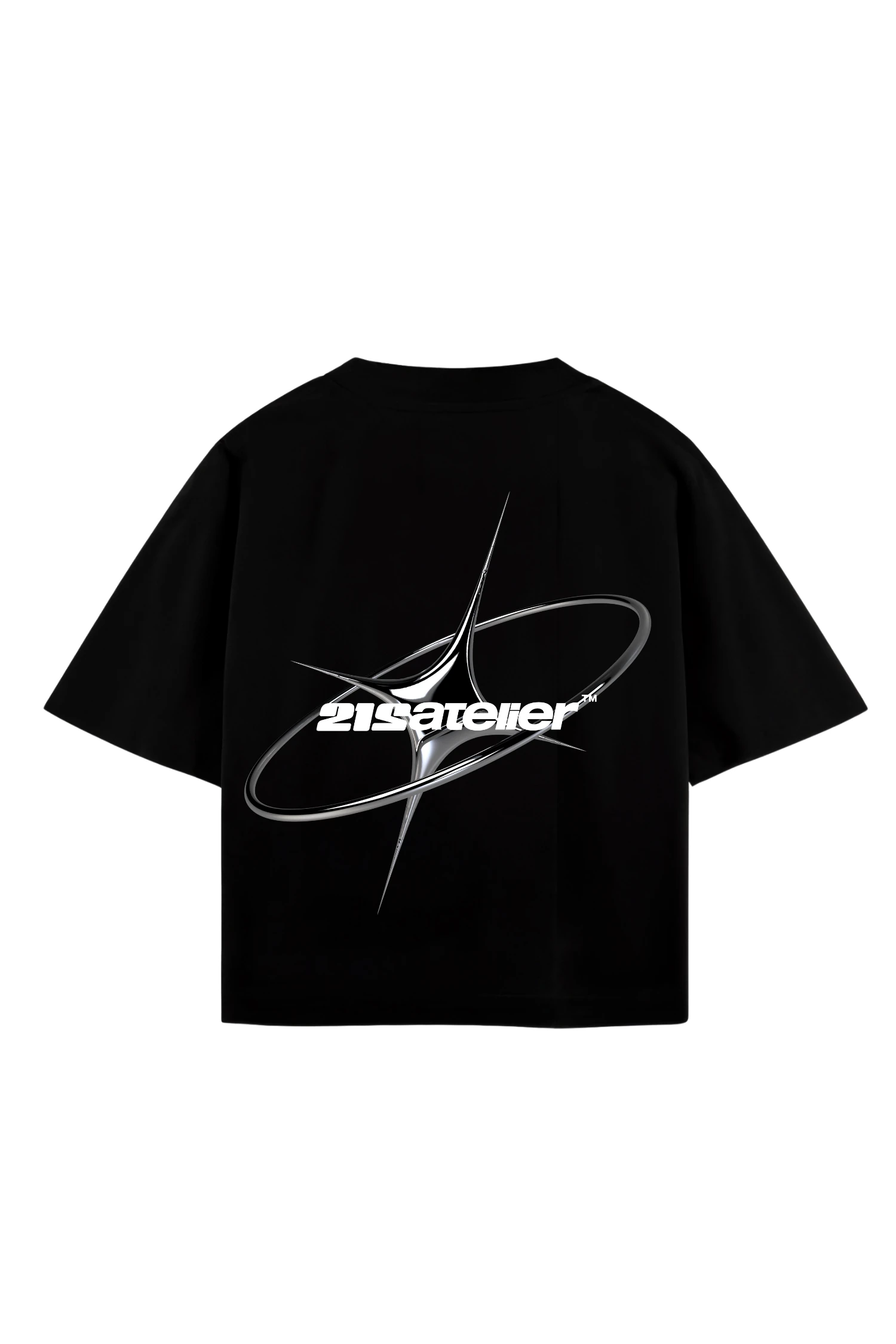 BOXY FİT METALLİC PRİNT SİYAH T-SHIRT