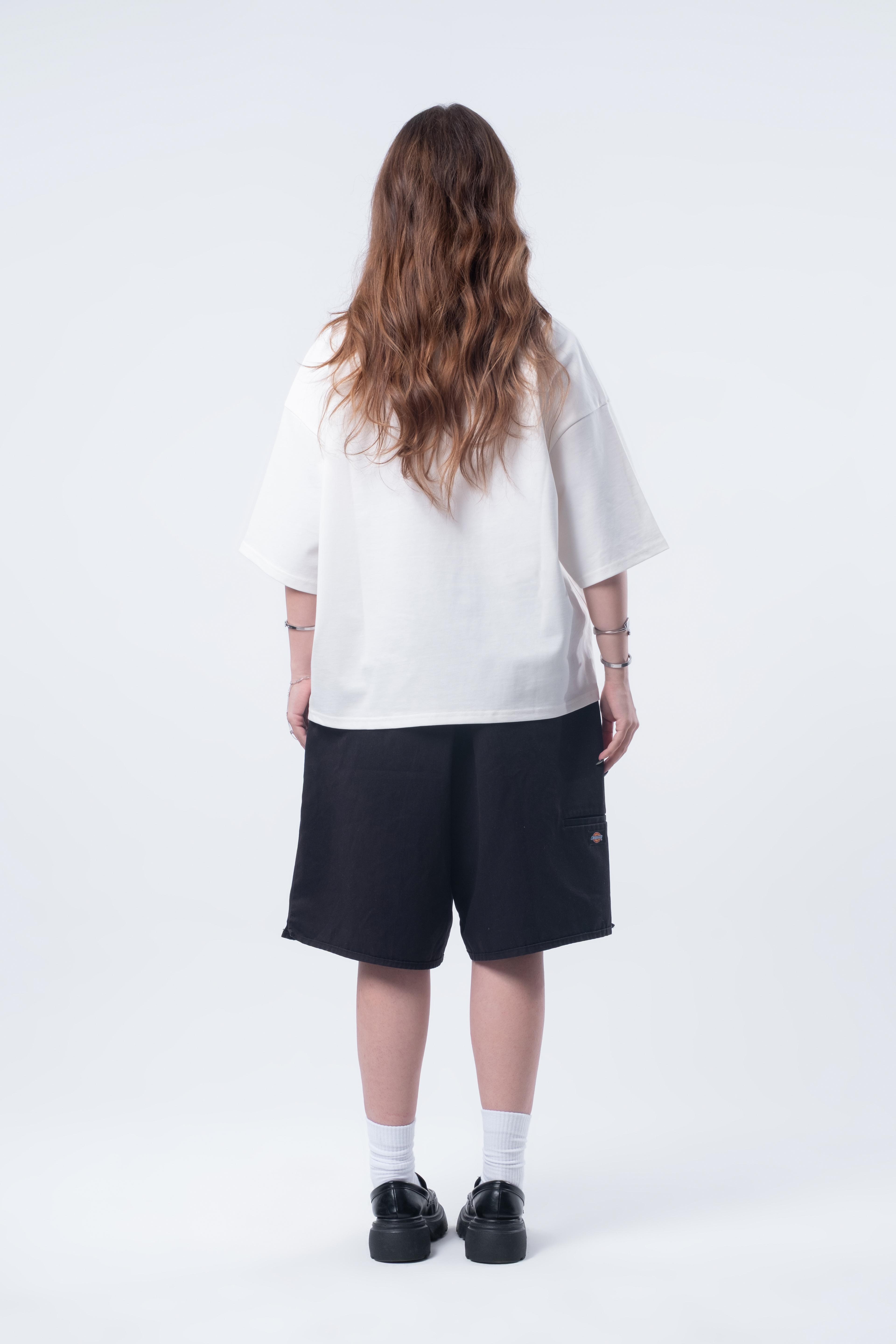 Kısa Kollu Boxy Fit T-shirt Kırık Beyaz