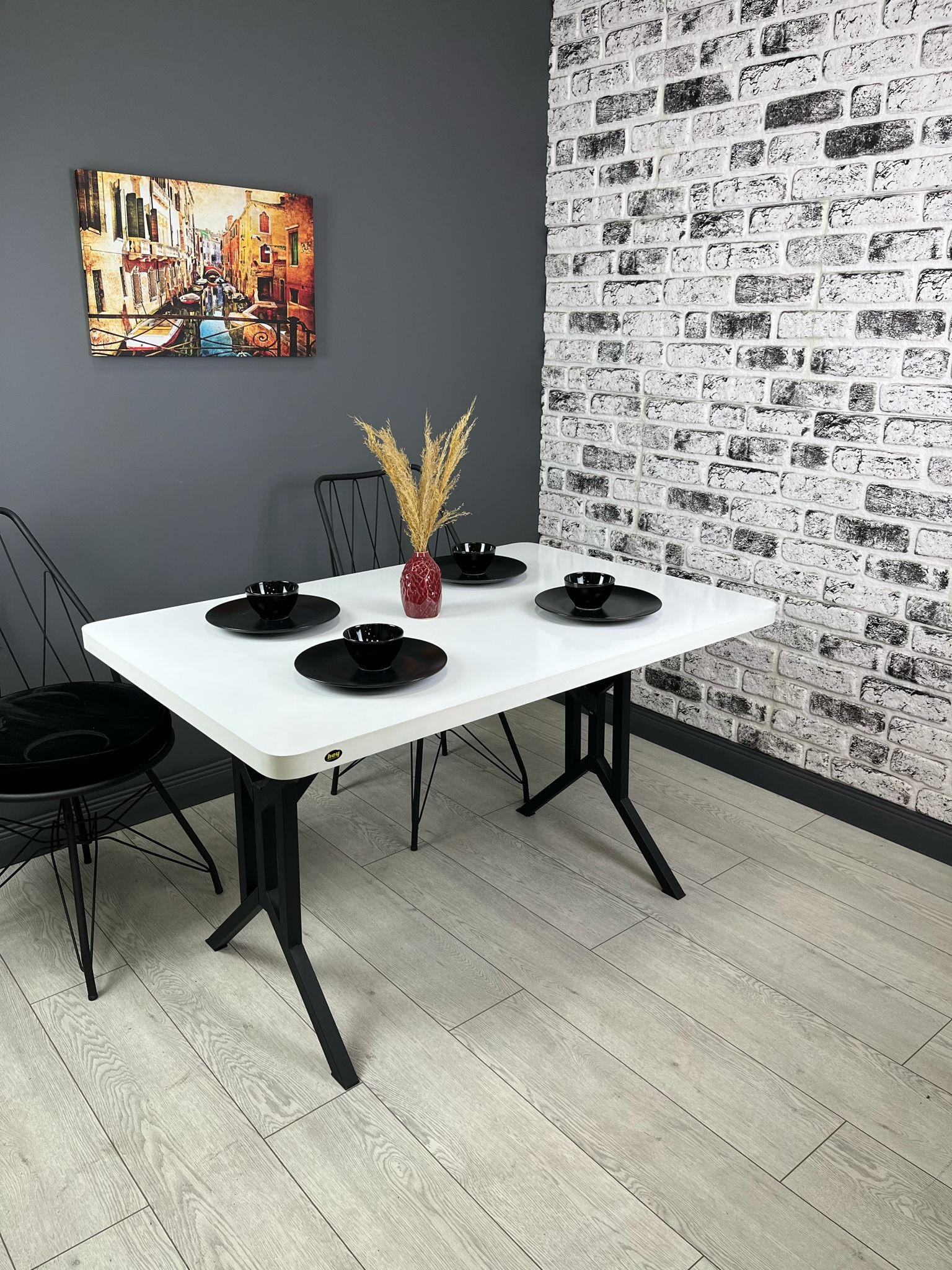 Handan Mutfak Yemek Masası Metal Ayak 110*70 Cm