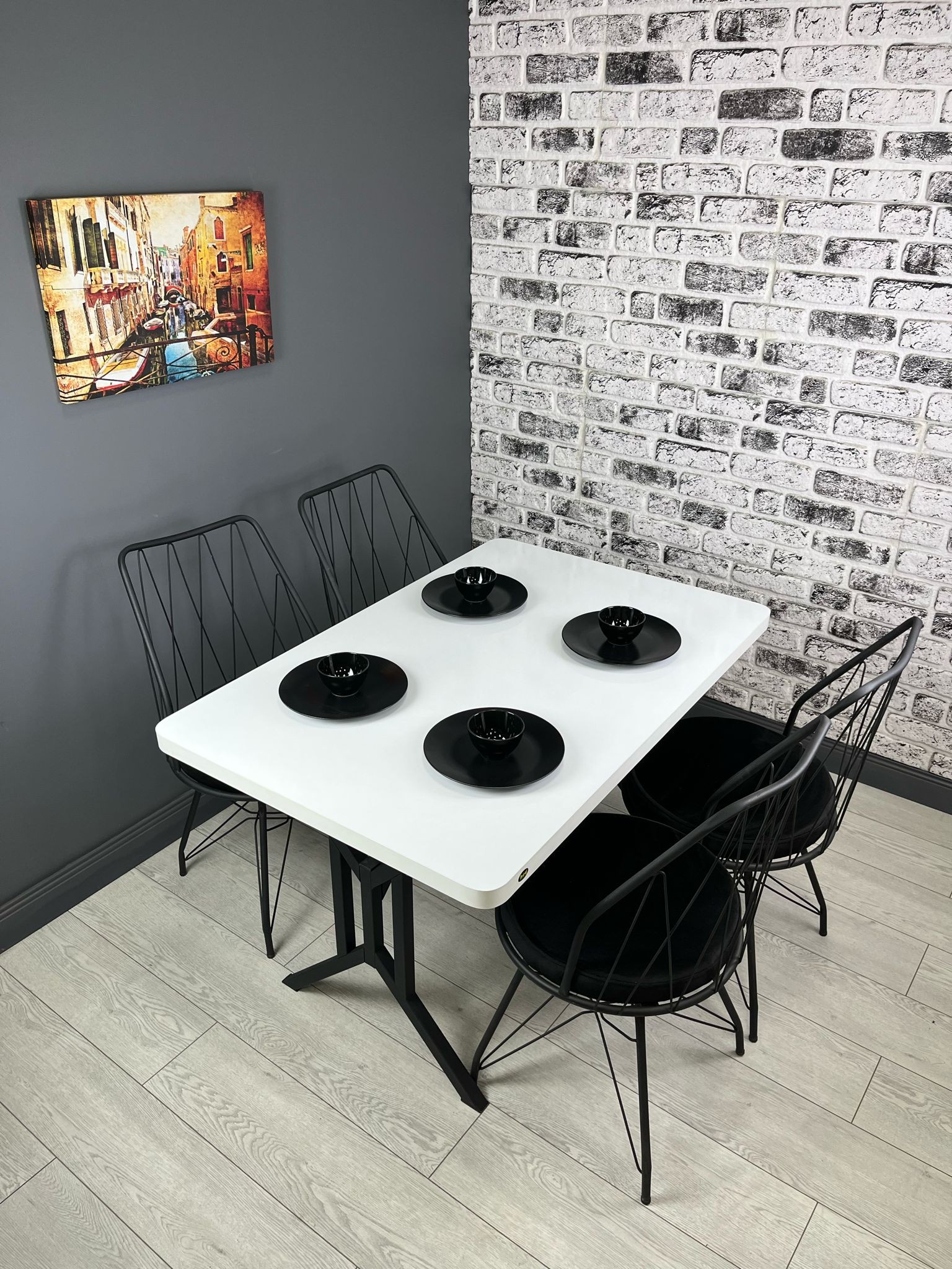 Handan Mutfak Yemek Masası Metal Ayak 110*70 Cm