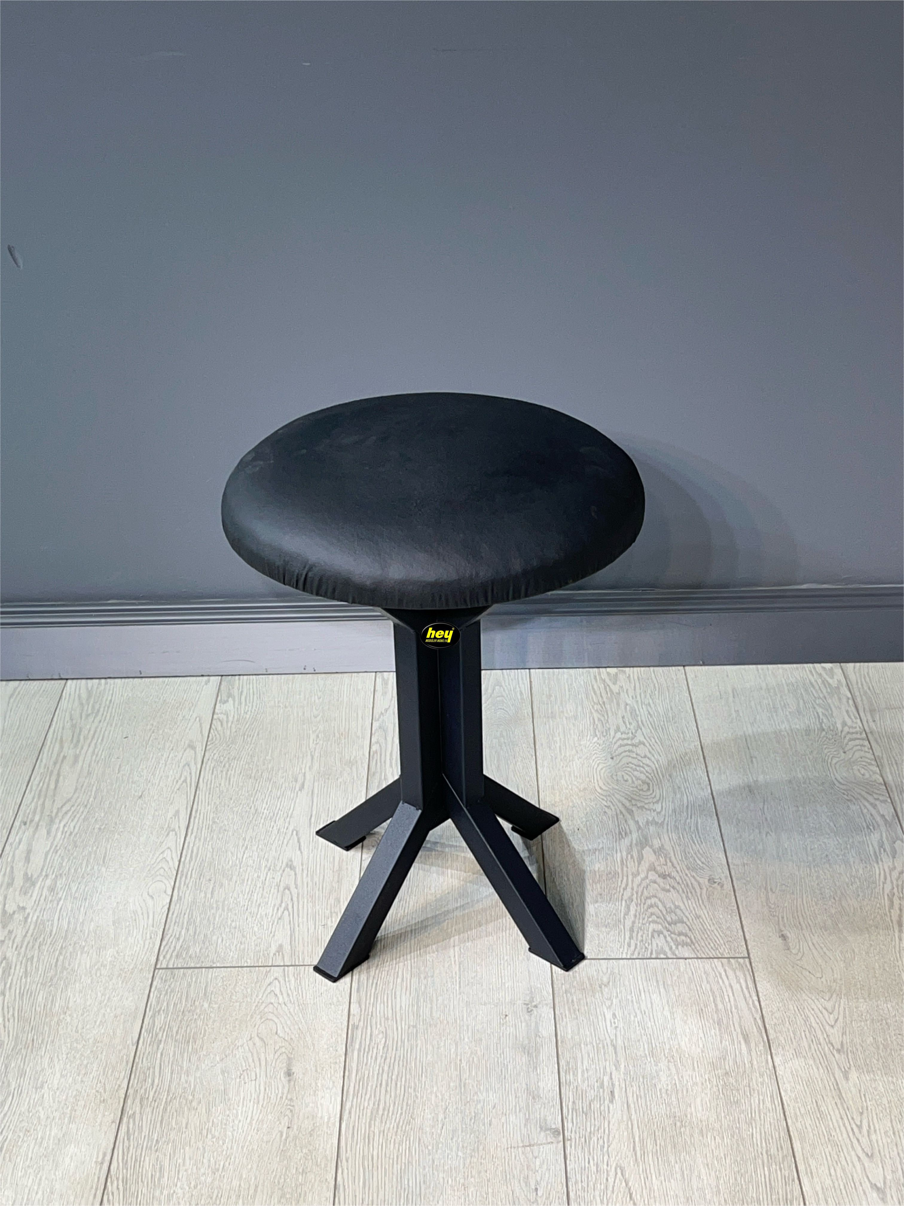 Hey Tabure Bukle Kumaş Deri Metal Sandalye Tabure Makyaj Masası Sandalyesi Çap 39 cm x Yükseklik 51 cm