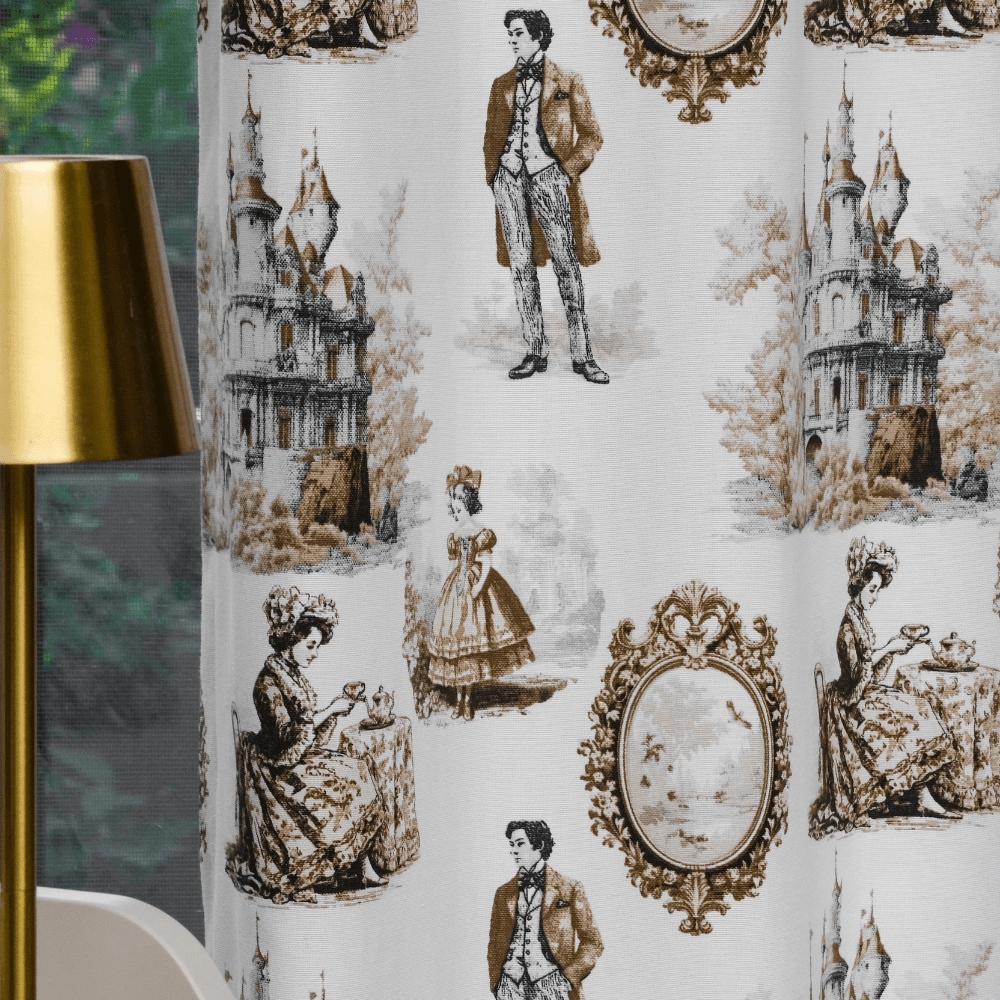 Toile de Jouy Tarzı Klasik Desenli Perde (2 Kanat Perde 135×260 cm)