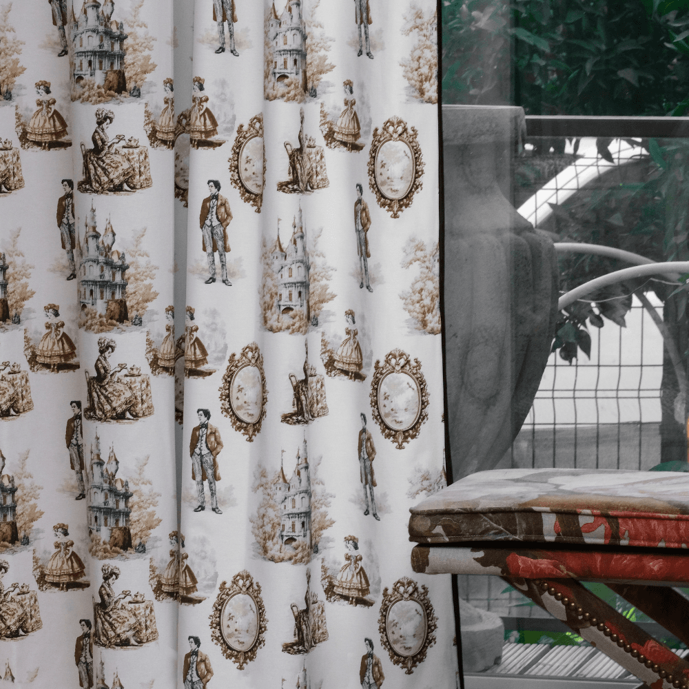 Toile de Jouy Tarzı Klasik Desenli Perde (2 Kanat Perde 135×260 cm)