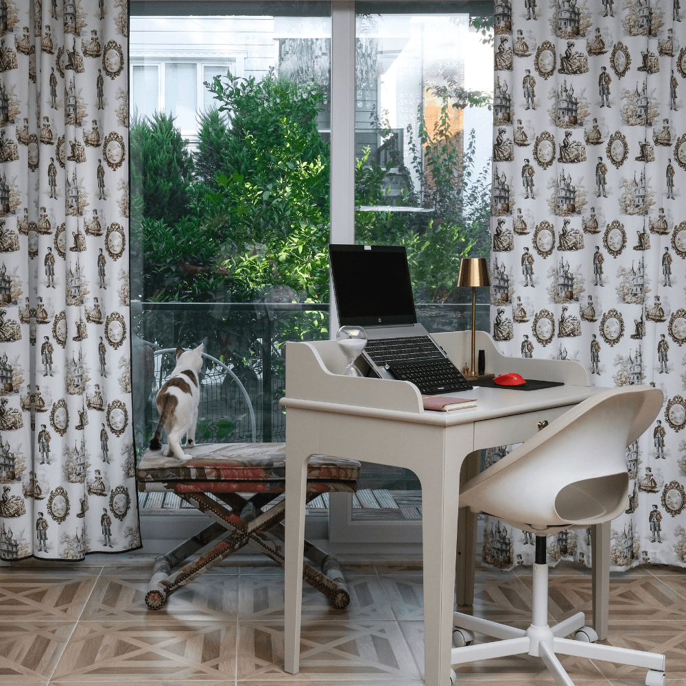 Toile de Jouy Tarzı Klasik Desenli Perde (2 Kanat Perde 135×260 cm)
