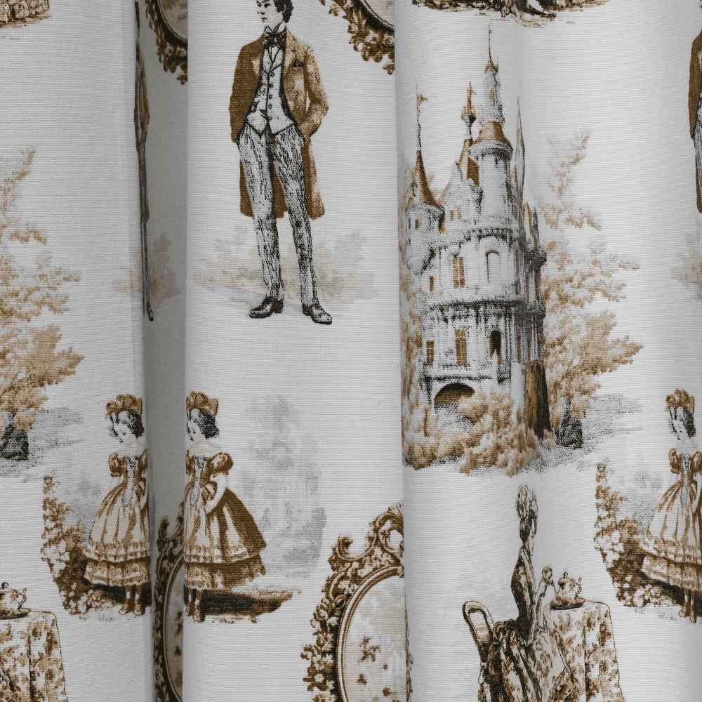 Toile de Jouy Tarzı Klasik Desenli Perde (2 Kanat Perde 135×260 cm)
