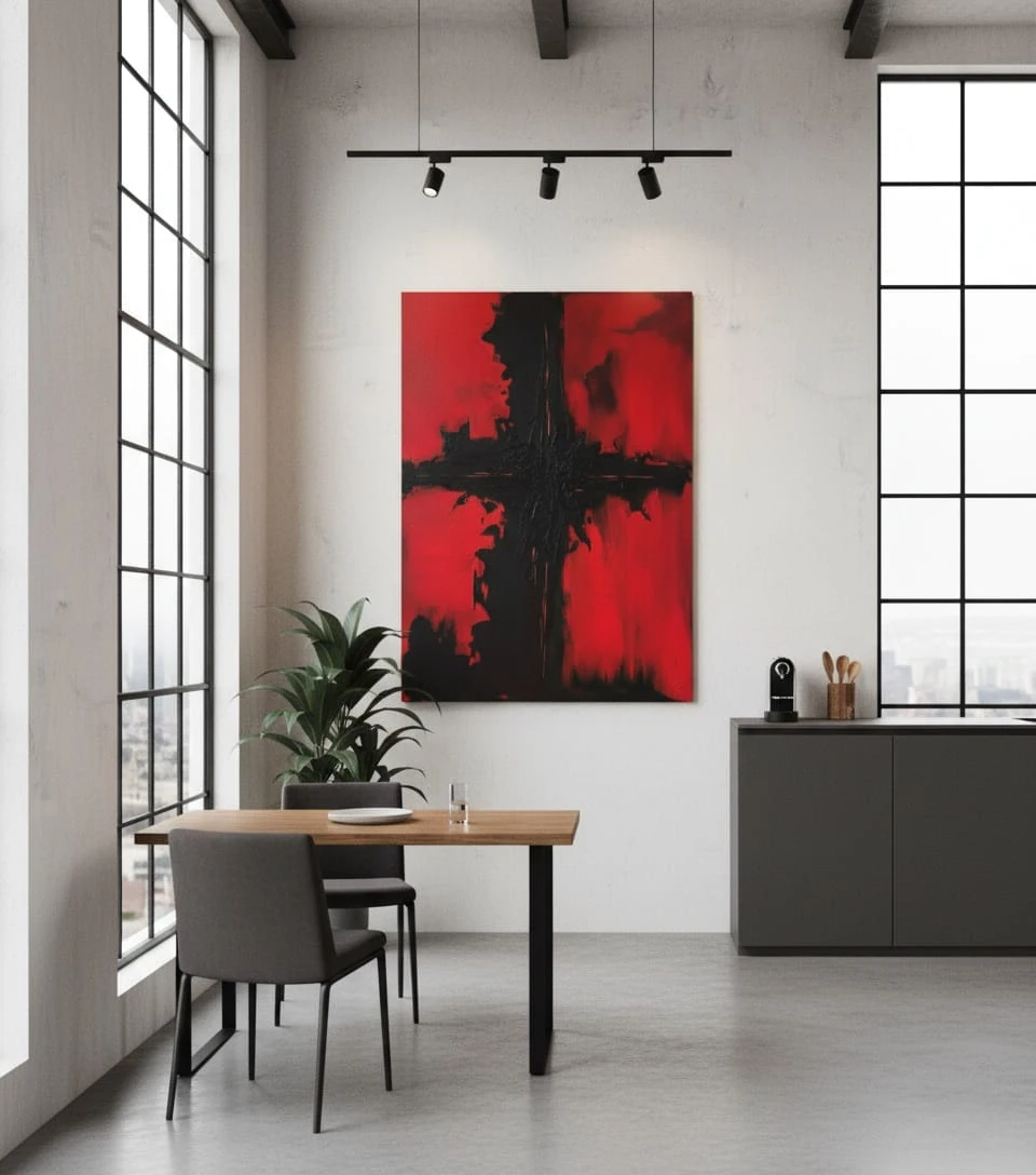 Cirimson Divide Kızıl Bölünme Modern Sanat Soyut Tablo  1032