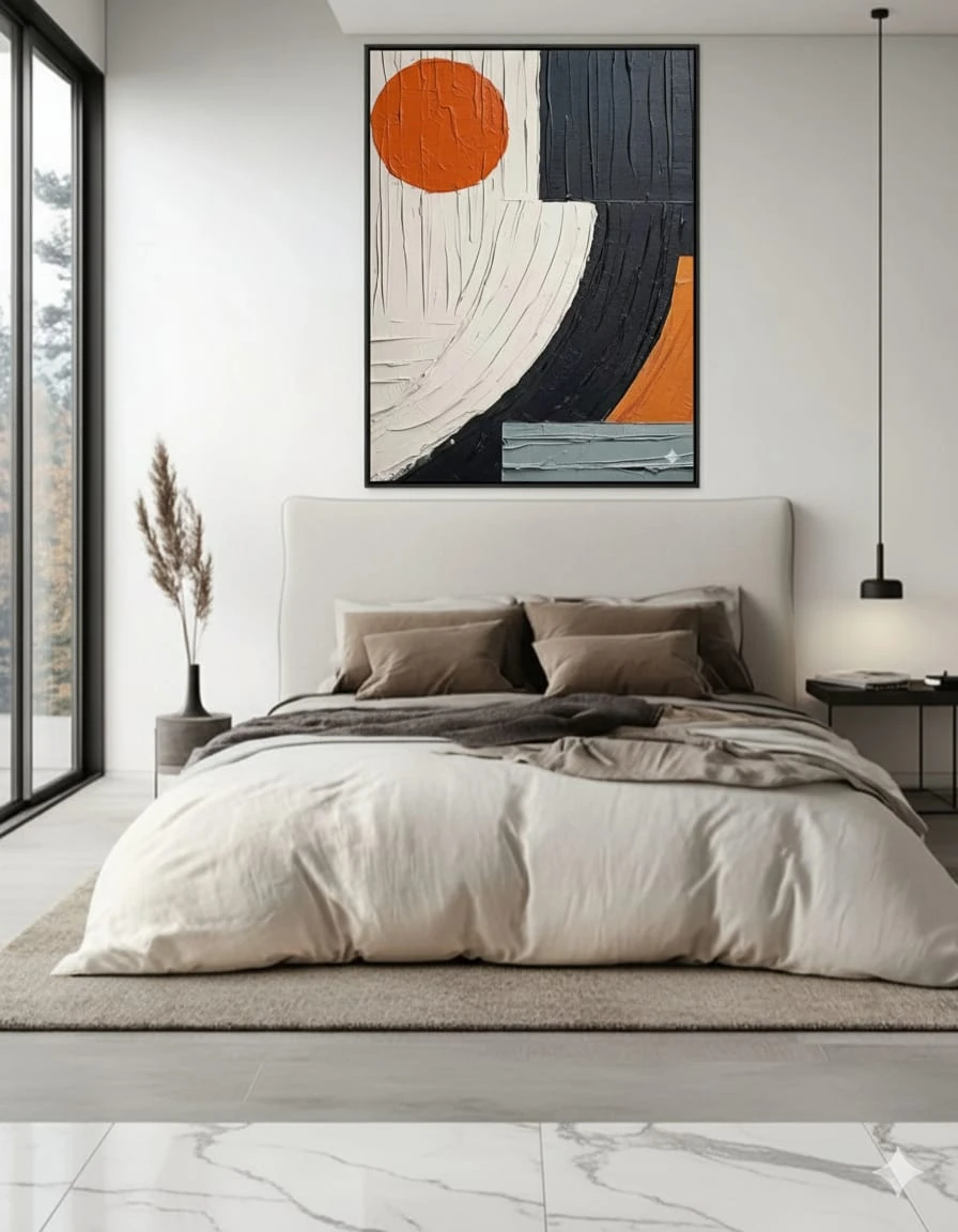 Ember Balance Canlı Turuncu Enerji Veren Akrilik Boya Tablosu 1001