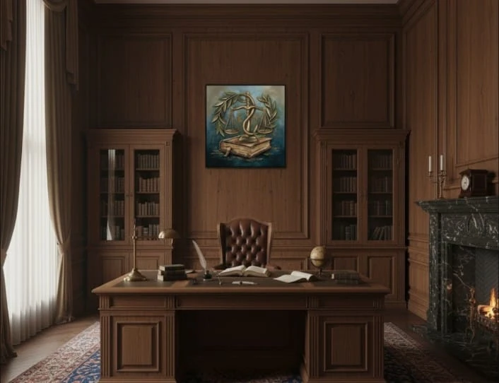 Yargı Odası ve Adaletin Dengesi Akrilik Boya Tablosu 1022