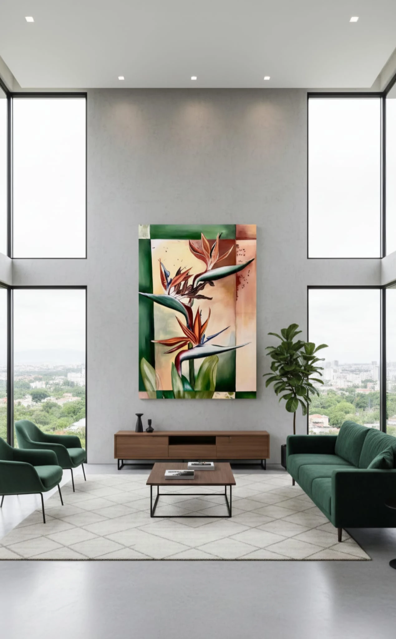 Tropical Elegance  Kuş Cenneti Çiçeği Temalı Modern Botanik Akrilik Tablo  Tropik Dekor Duvar Sanatı 1044