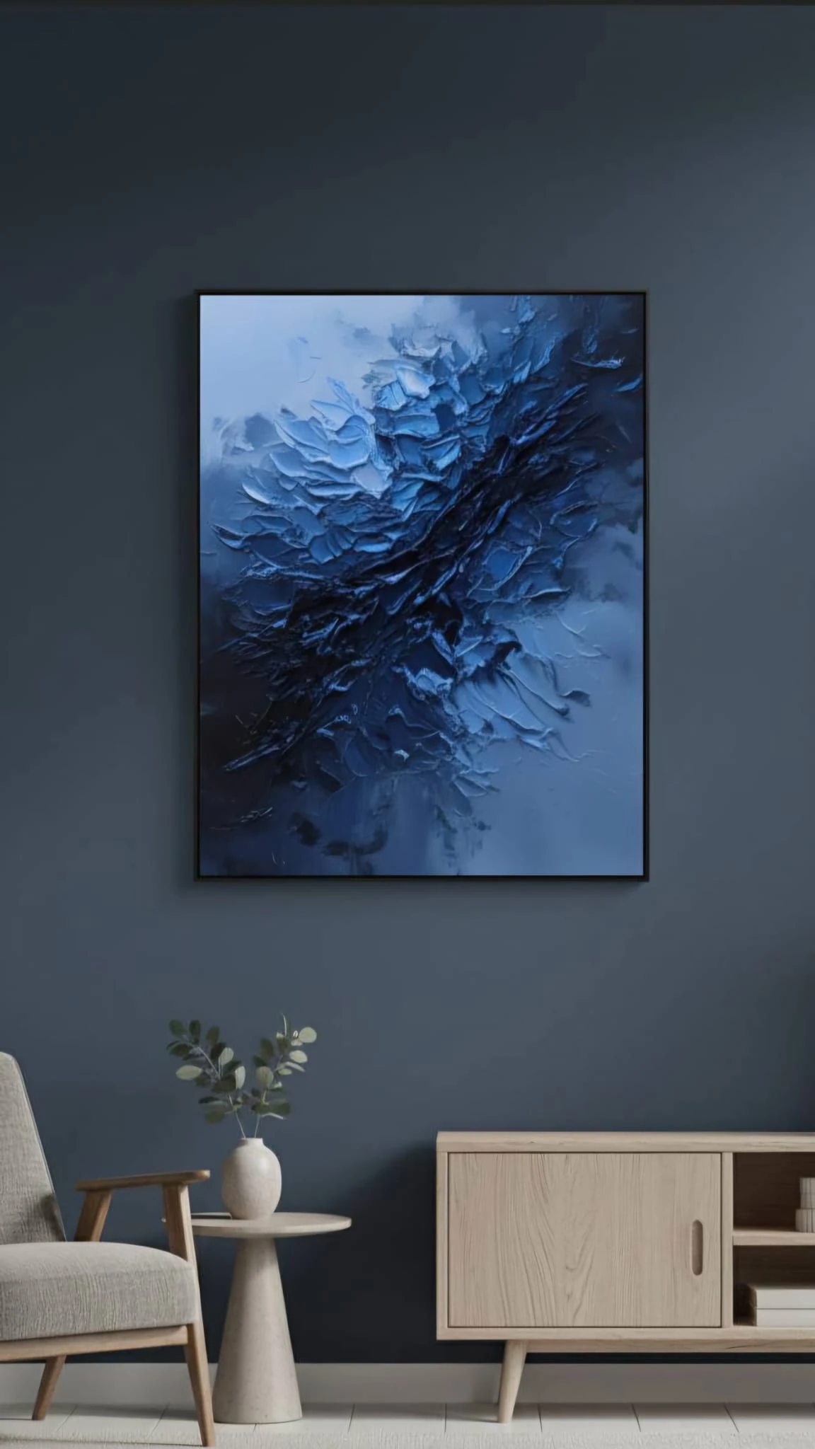 Deep Abyss Mavi Soyut Dokulu Tablo 1041