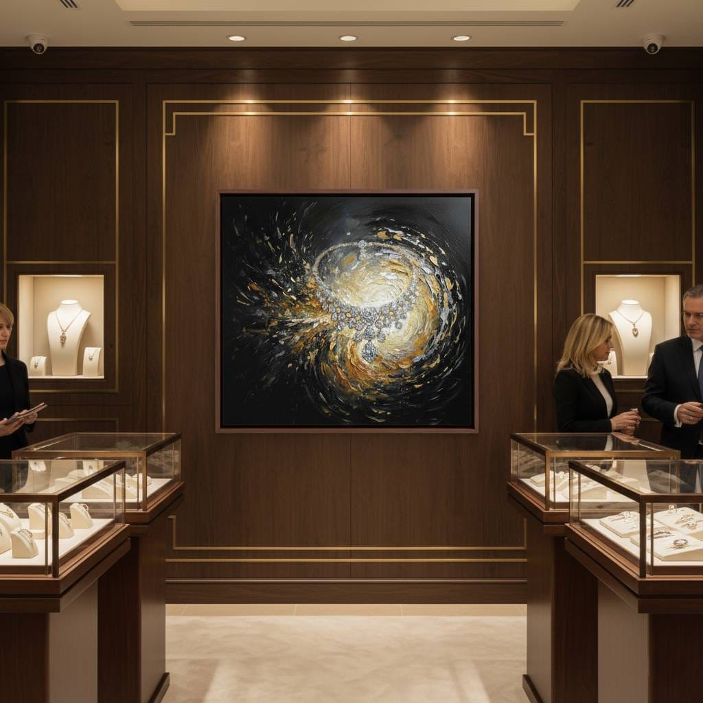 Derinliklerin Parıltısında Enerji Sarmalı Gümüş Detaylı Dokulu Akrilik Boya Tablosu 1016