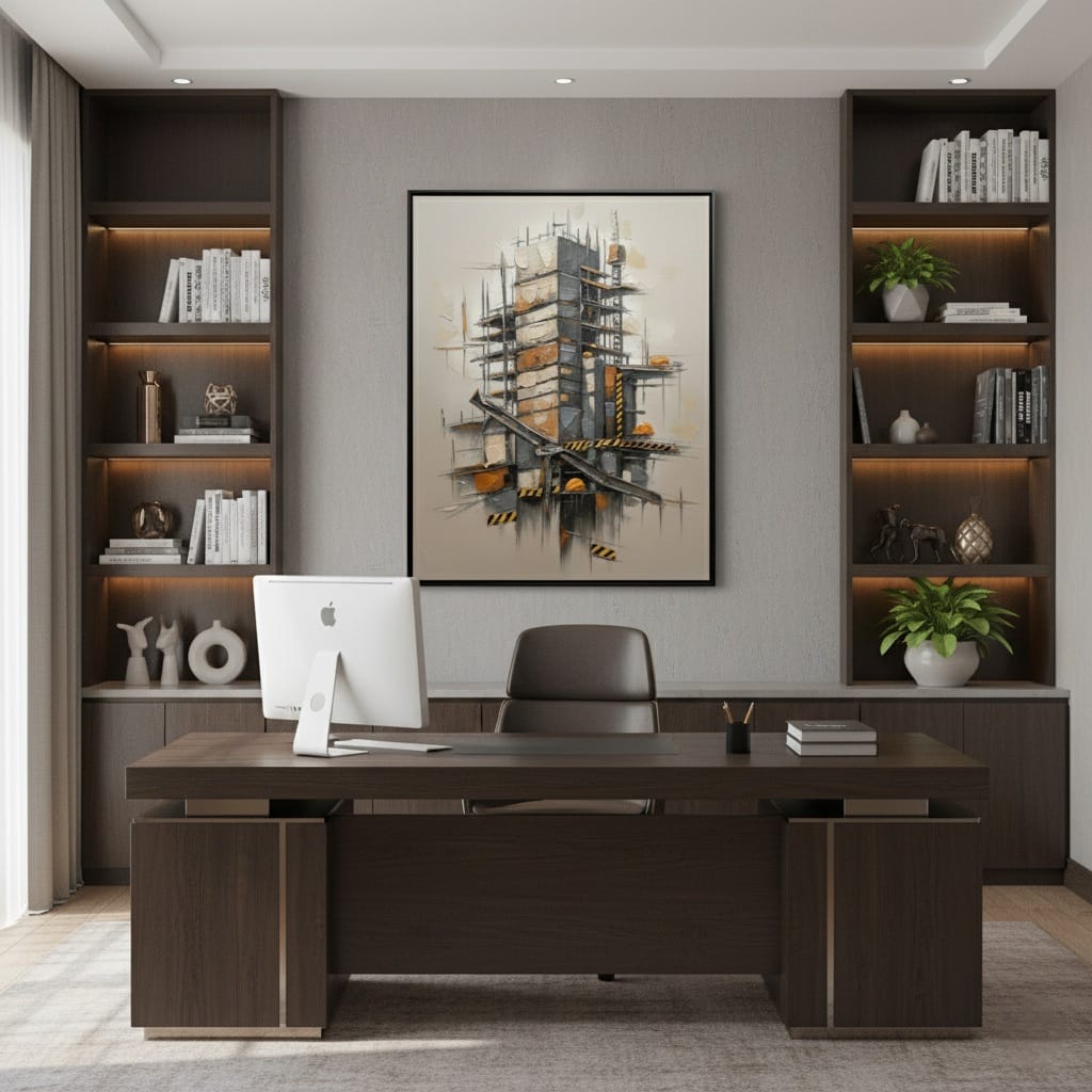 Soyut İnşaatın Mimari Ritmini Yansıtması Dokulu Akrilik Tablo 1019