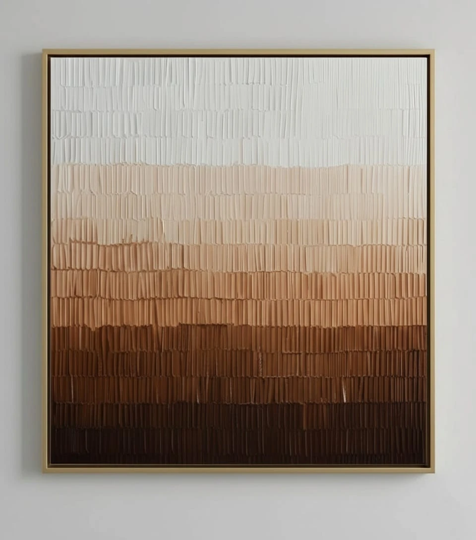 Textured Horizon Sıcak Tonlarda Modern Soyut Dokulu Tablo | El Yapımı 3D Duvar Sanatı 1042