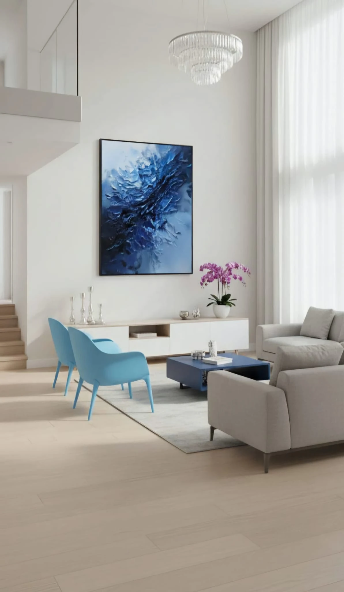 Deep Abyss Mavi Soyut Dokulu Tablo 1041