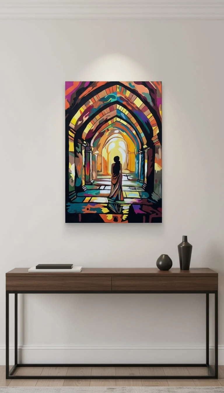 Walking to the Sun Canlı Renkli Geçişli Akrilik Boya Tablosu 1008