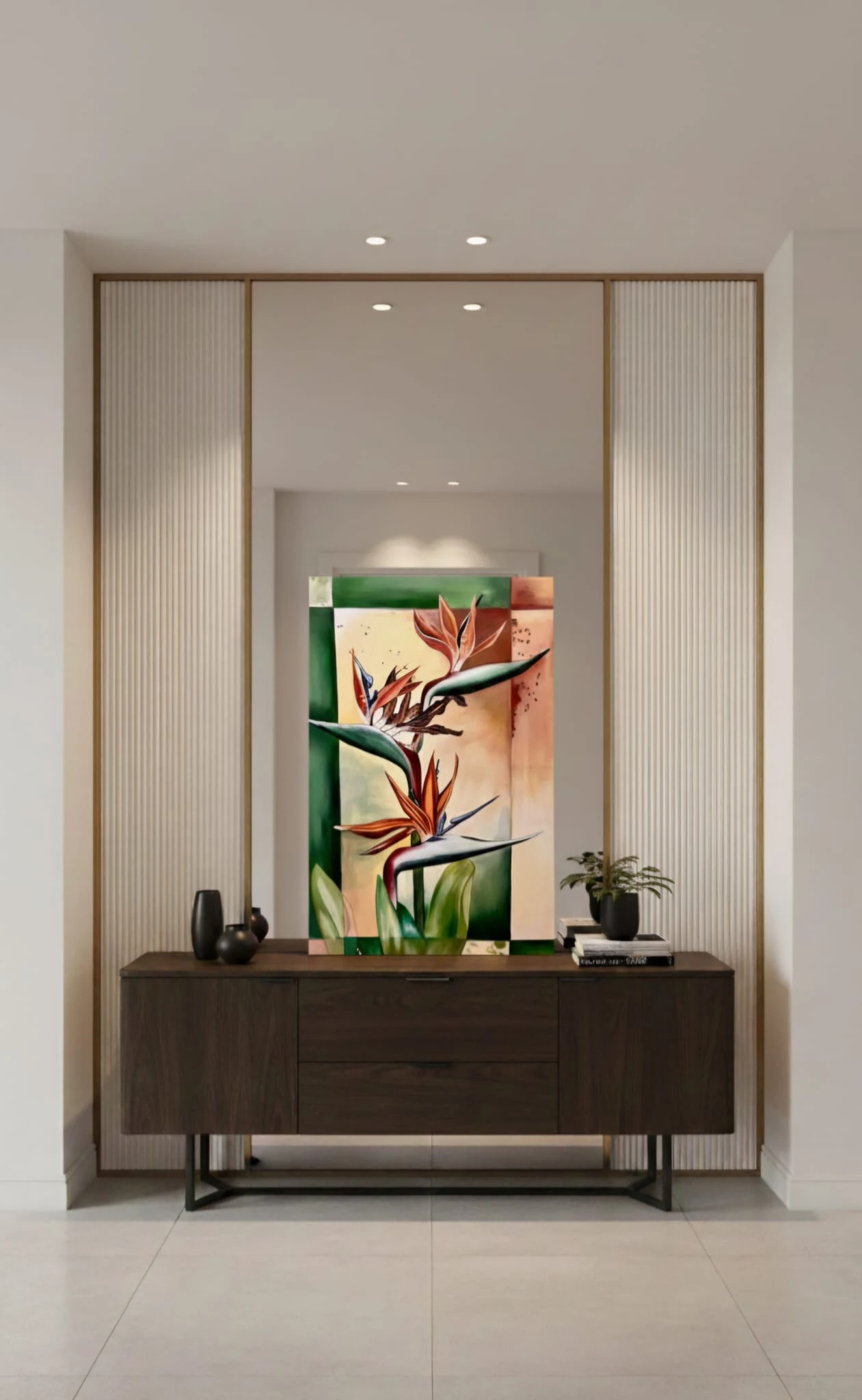 Tropical Elegance  Kuş Cenneti Çiçeği Temalı Modern Botanik Akrilik Tablo  Tropik Dekor Duvar Sanatı 1044