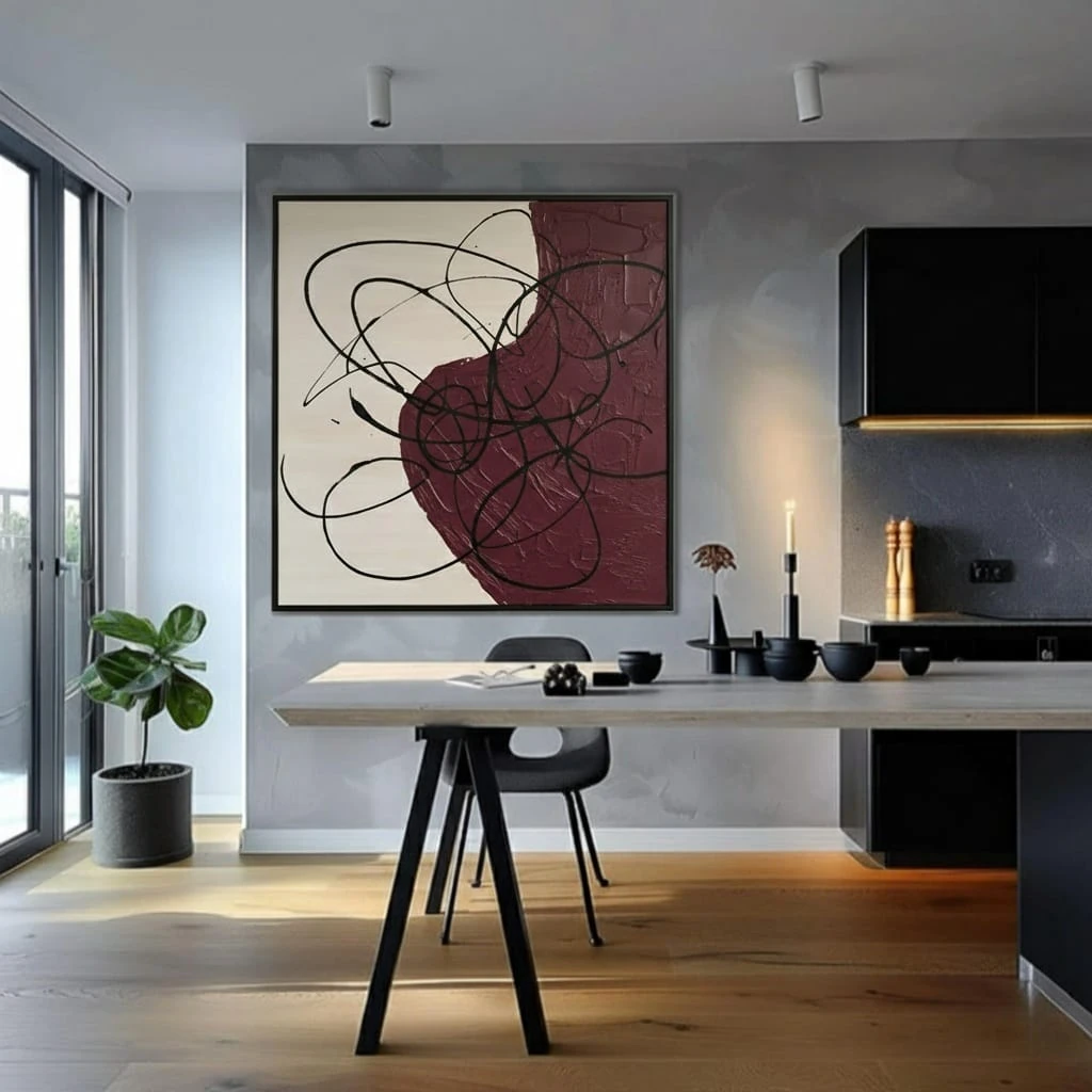 Muted Mation Dokulu Soyut Akrilik Boya Tablo 1006