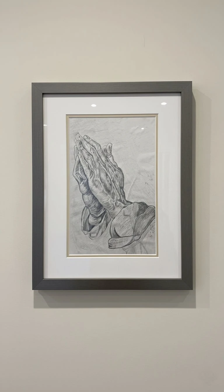 Karakalem Yakarış Eller Çalışması Tablosu 35x50cm 2005