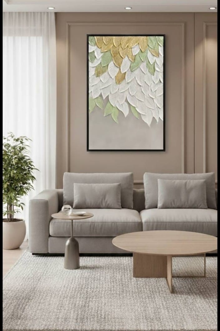 Doğal ve Ferahlatıcı His Uyandıran Bahçe Esintisi Akrilik Boya Tablo Çalışması 1023