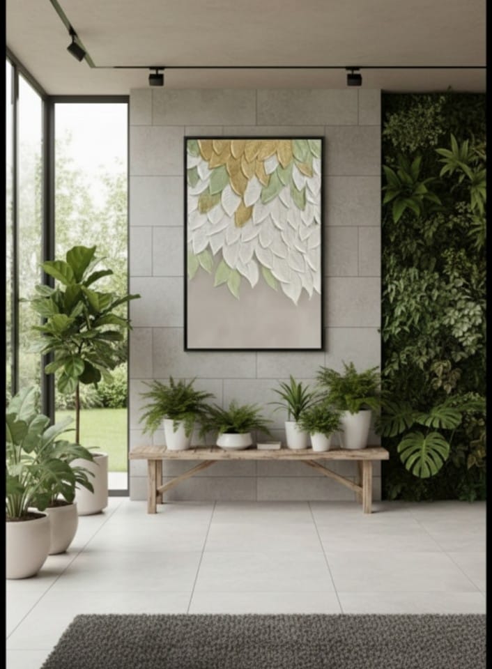 Doğal ve Ferahlatıcı His Uyandıran Bahçe Esintisi Akrilik Boya Tablo Çalışması 1023