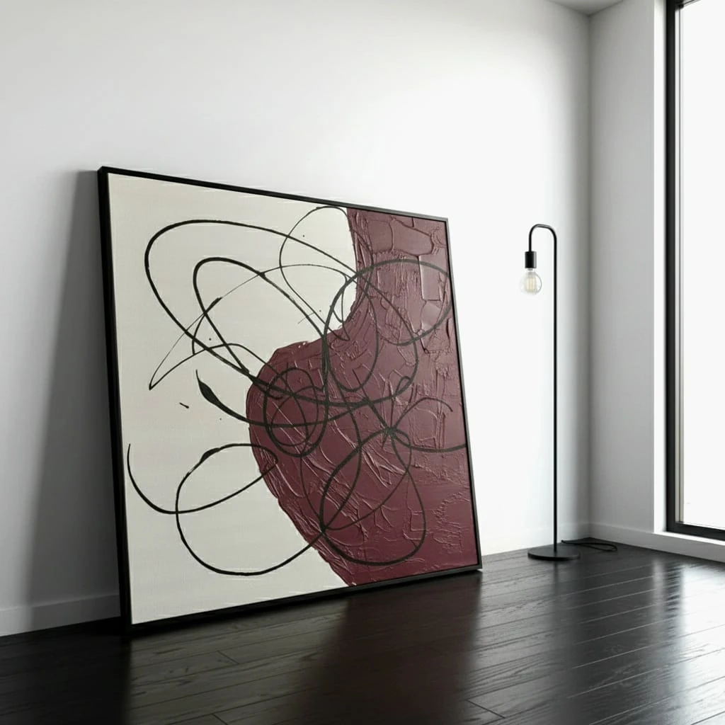 Muted Mation Dokulu Soyut Akrilik Boya Tablo 1006