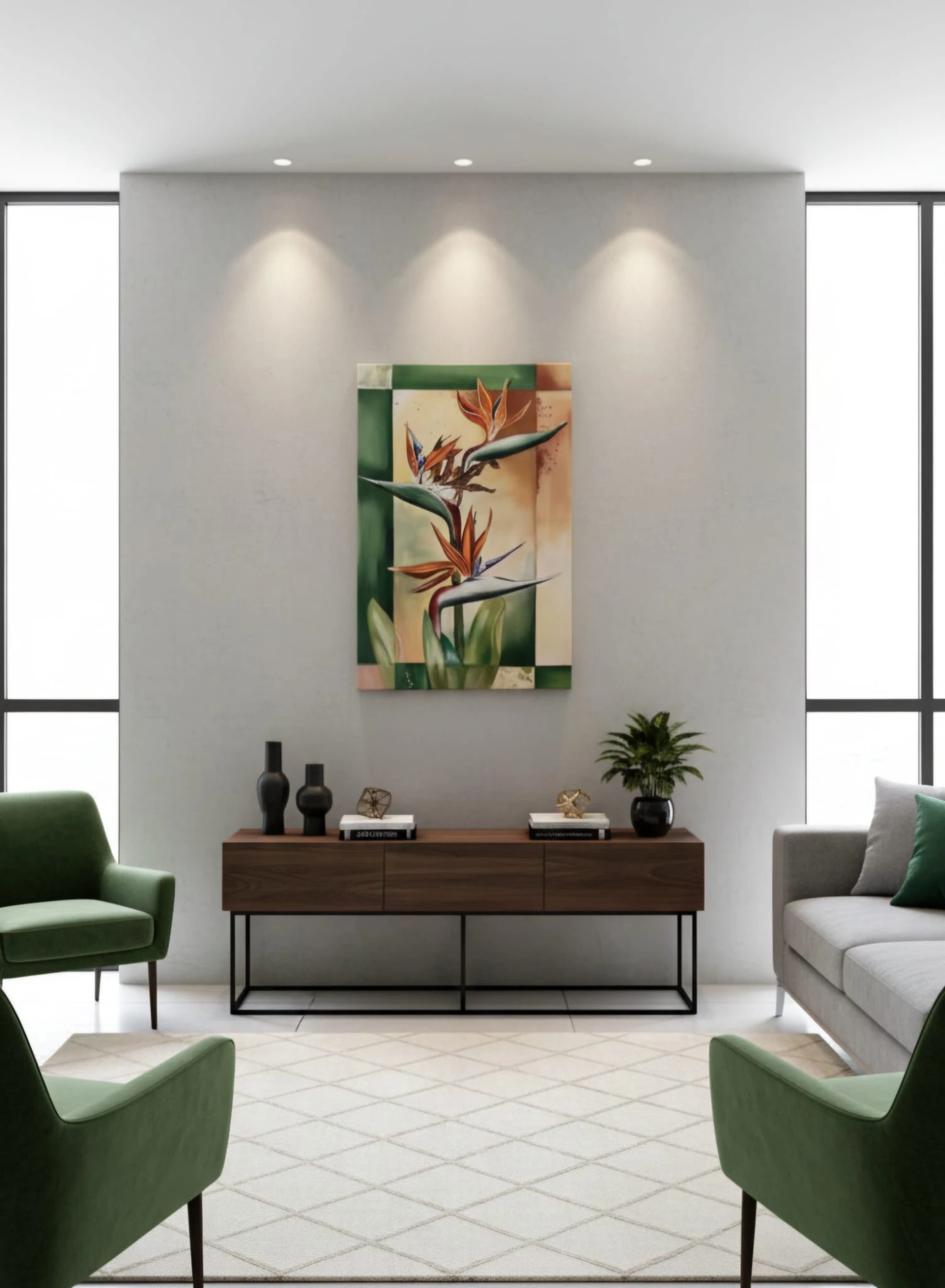 Tropical Elegance  Kuş Cenneti Çiçeği Temalı Modern Botanik Akrilik Tablo  Tropik Dekor Duvar Sanatı 1044