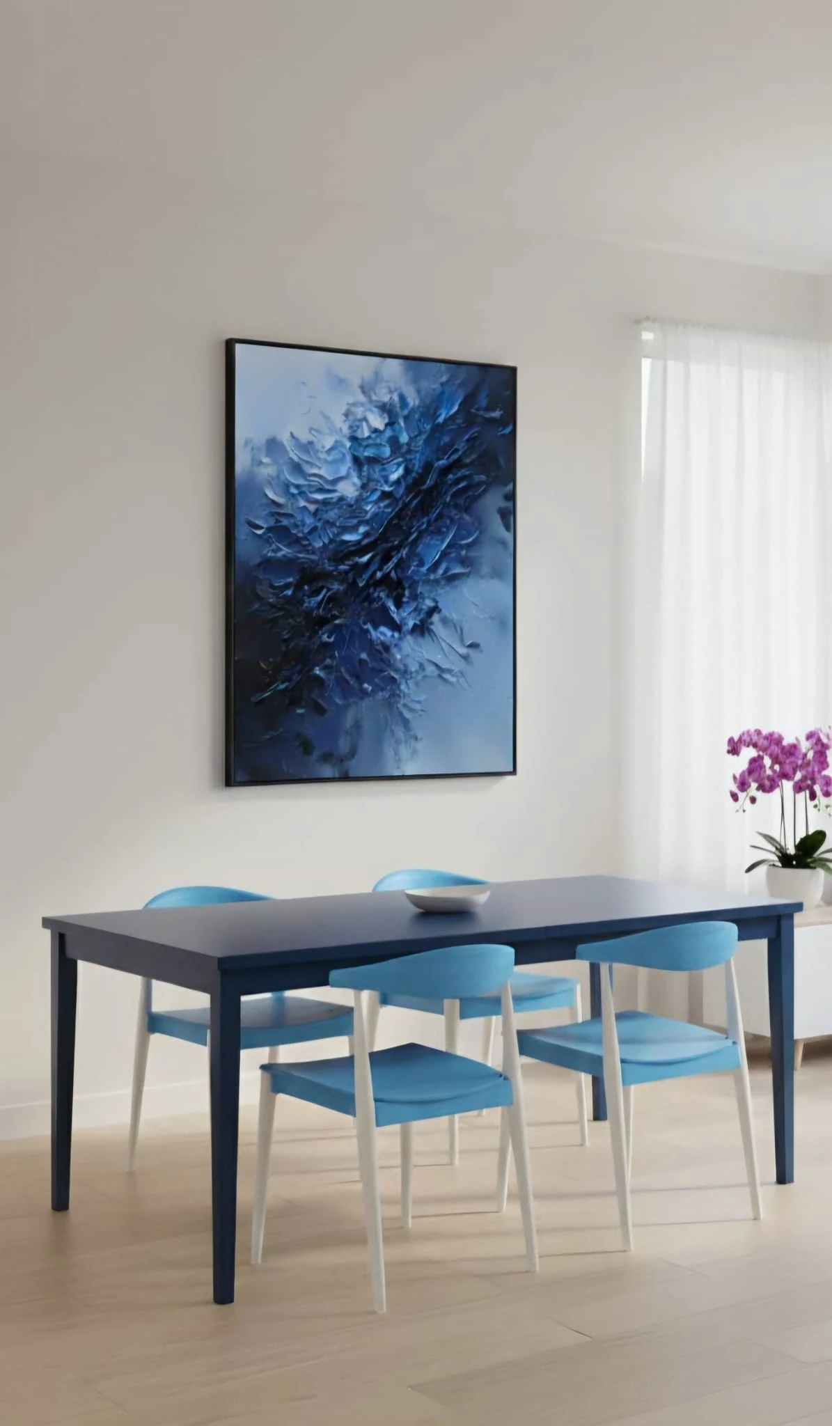 Deep Abyss Mavi Soyut Dokulu Tablo 1041