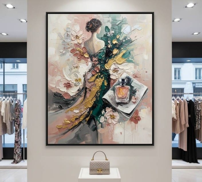 Tasarımcının Benliğindeki Zerafetin Esansı Dokulu Akrilik Boya Tablosu 1017