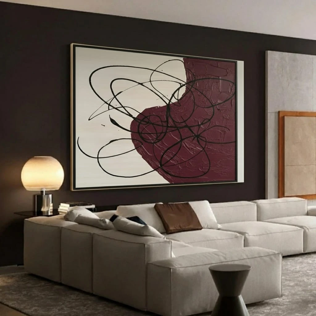 Muted Mation Dokulu Soyut Akrilik Boya Tablo 1006