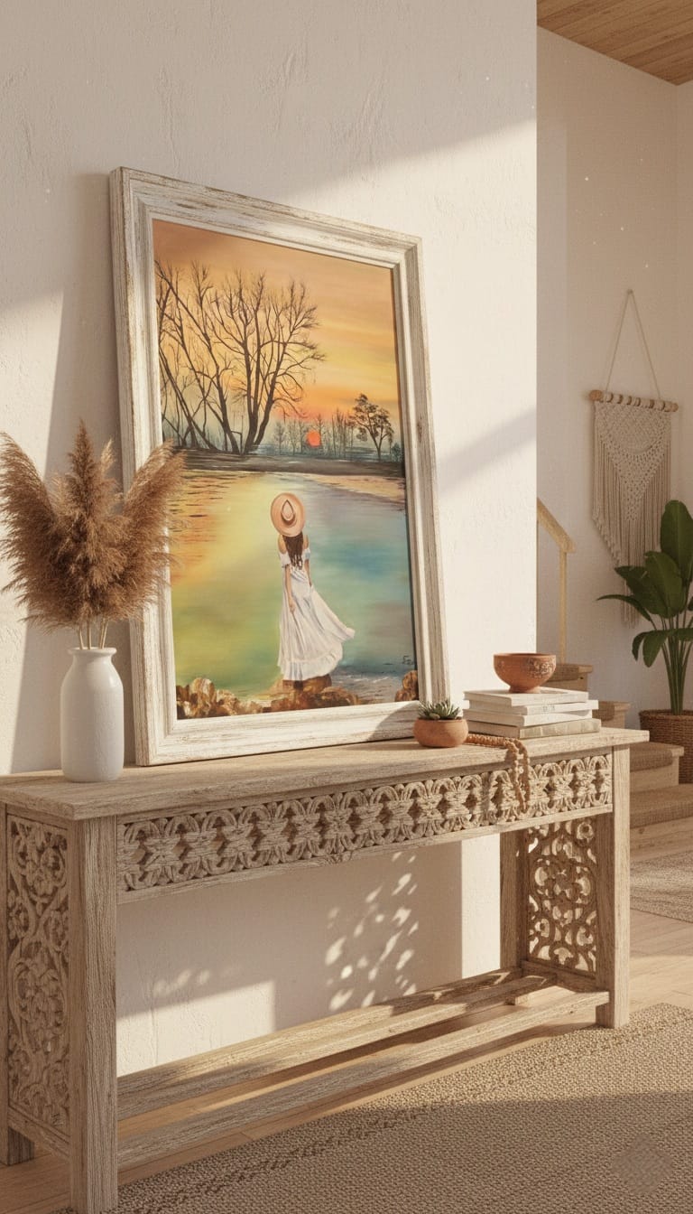 Silent Sunset  Gün Batımı Manzara ve Figürlü El Yapımı Yağlı Boya Tablo | Modern Duvar Sanatı 1043