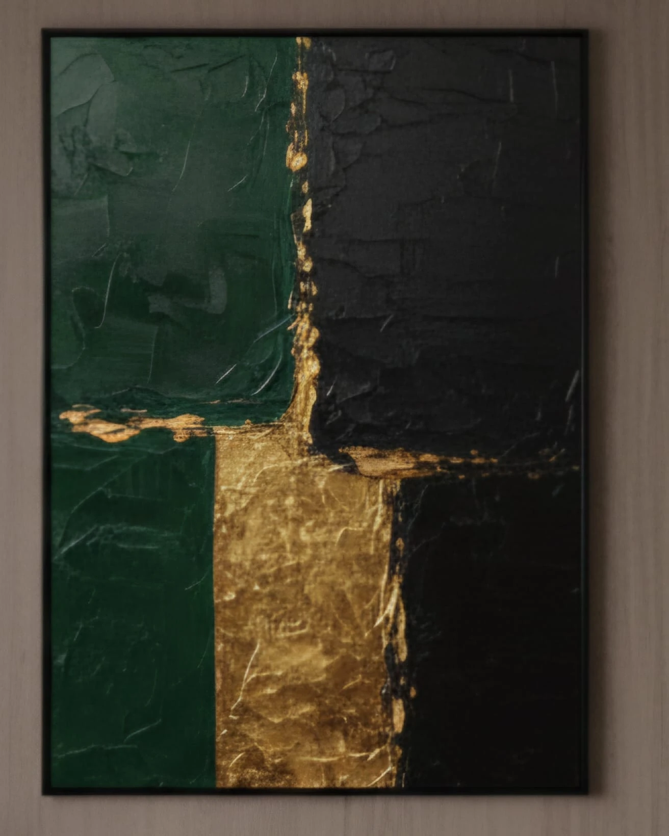 Golden Depth Zümrüt ve Altın Renklerinin Asilliği Yağlı Boya Tablosu Altın Derinlik 1029