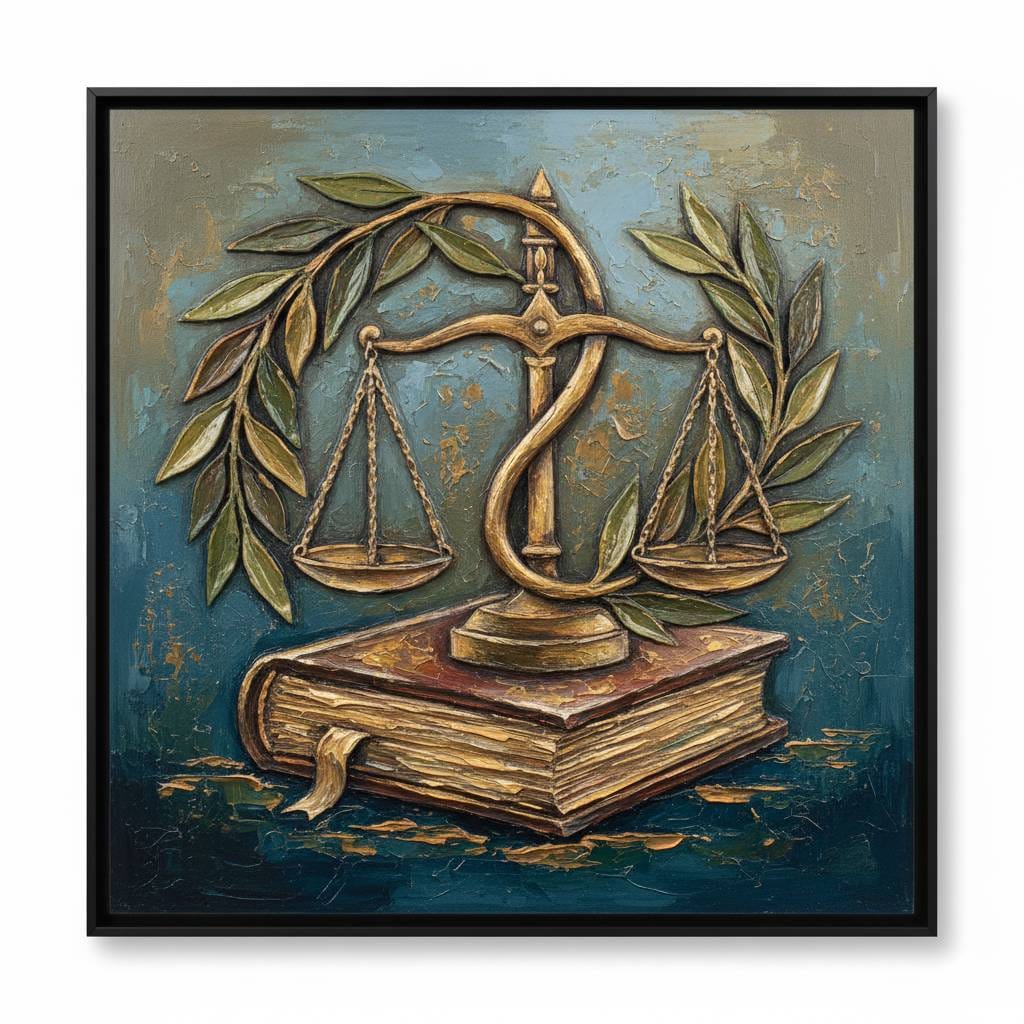 Yargı Odası ve Adaletin Dengesi Akrilik Boya Tablosu 1022