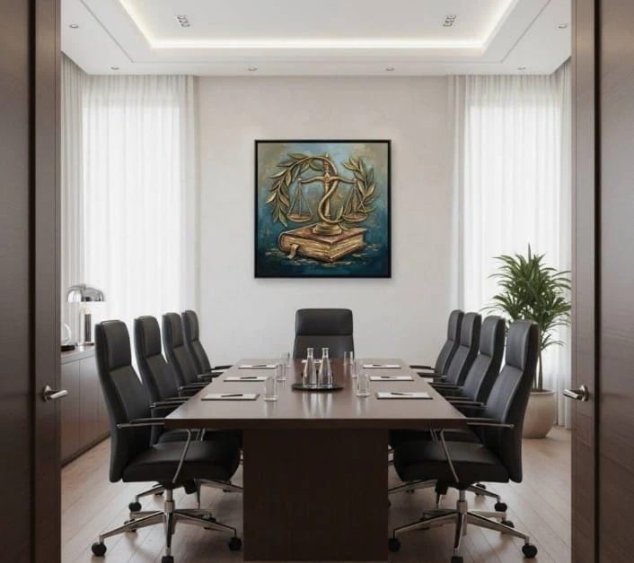 Yargı Odası ve Adaletin Dengesi Akrilik Boya Tablosu 1022