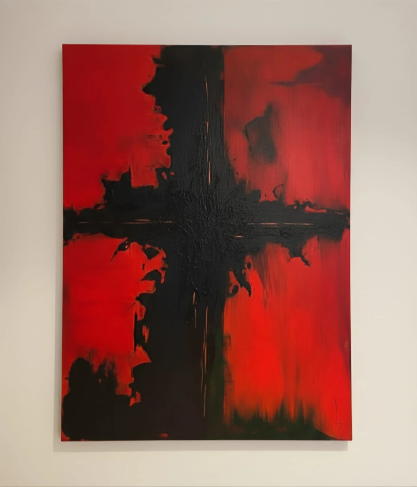 Cirimson Divide Kızıl Bölünme Modern Sanat Soyut Tablo  1032