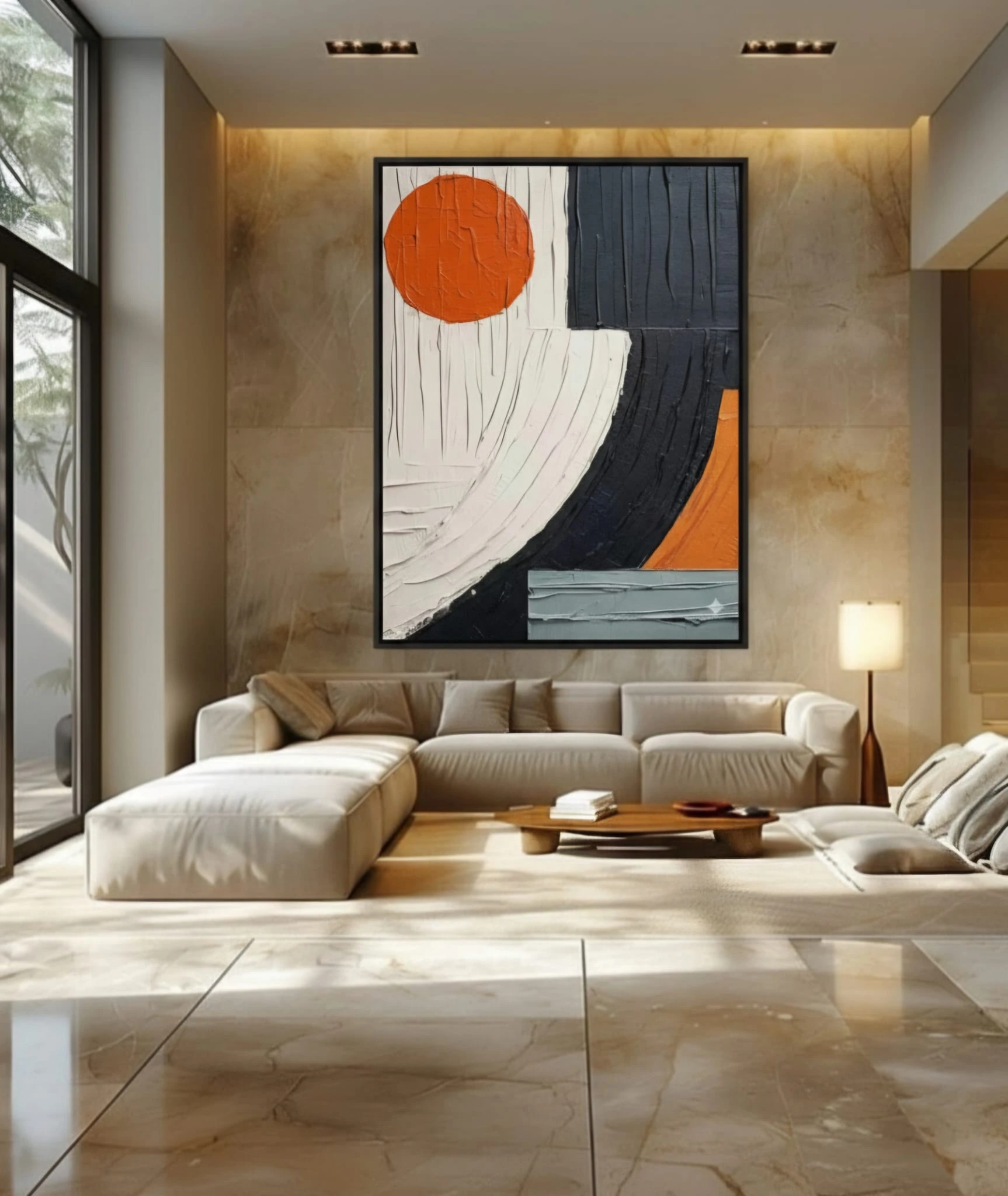 Ember Balance Canlı Turuncu Enerji Veren Akrilik Boya Tablosu 1001