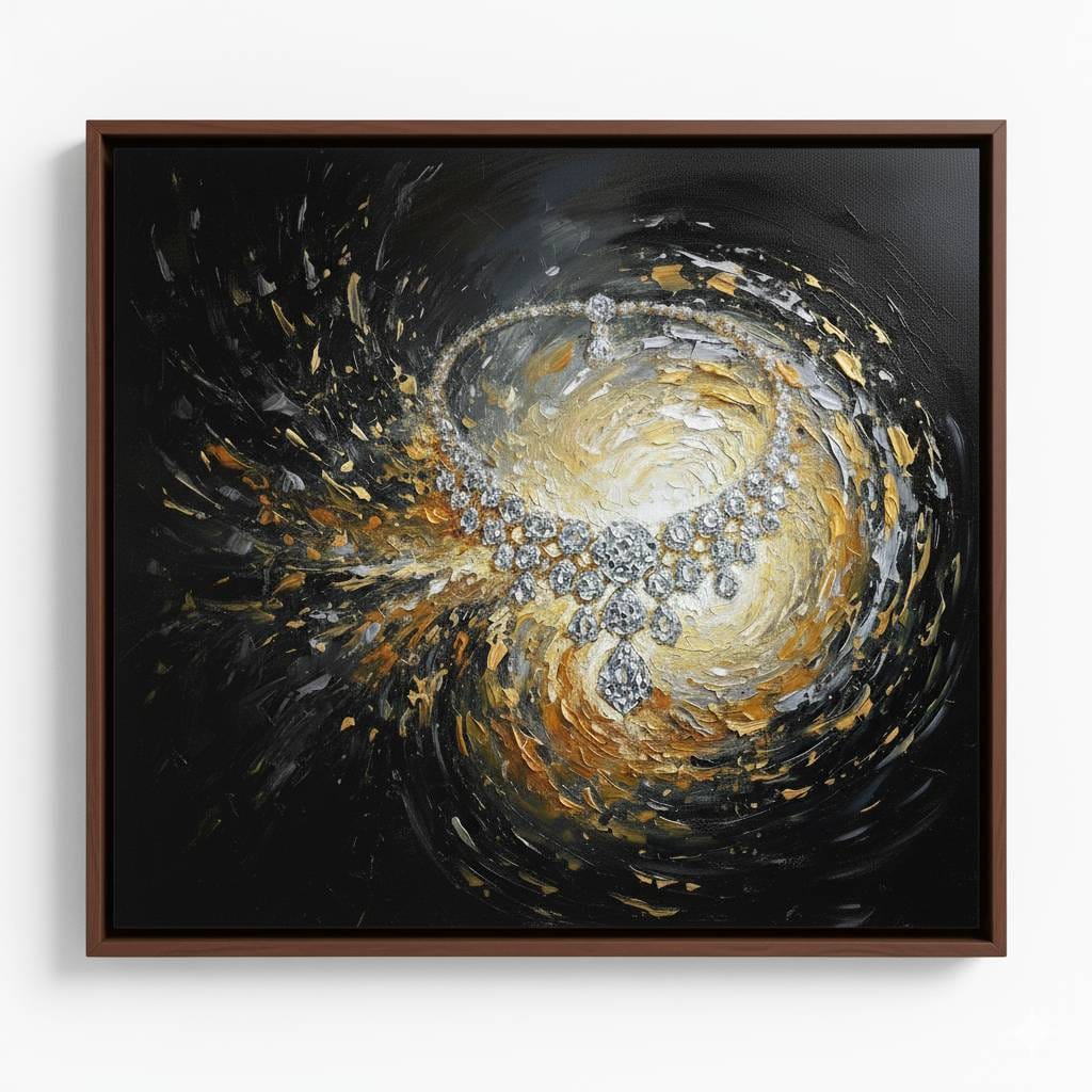 Derinliklerin Parıltısında Enerji Sarmalı Gümüş Detaylı Dokulu Akrilik Boya Tablosu 1016