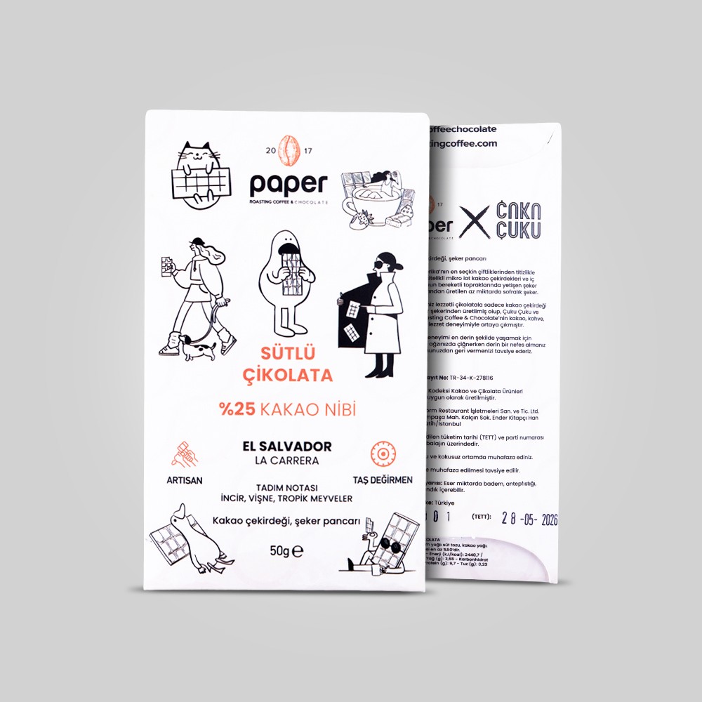 Paper Chocolate - El Salvador La Carrera %25 Kakao Nibi - Sütlü Çikolata