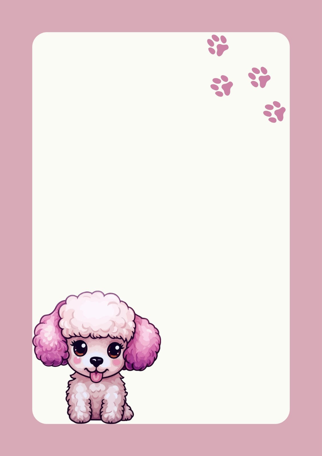 Mor Kawaii Köpek ve Patiler A5 Notepad