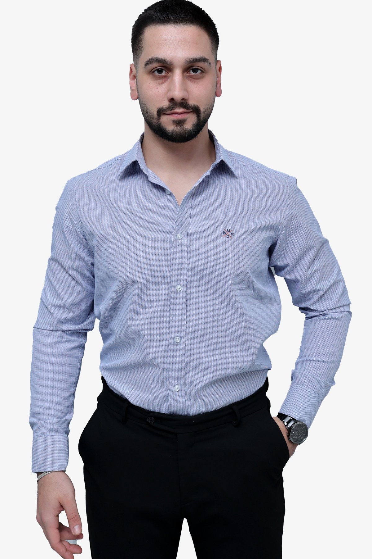 Armürlü Pamuk Slim Fit Gömlek