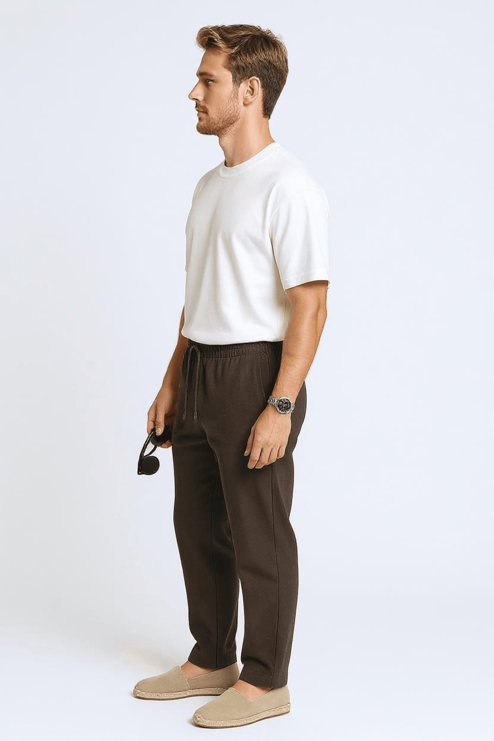 İpli Keten Pantolon