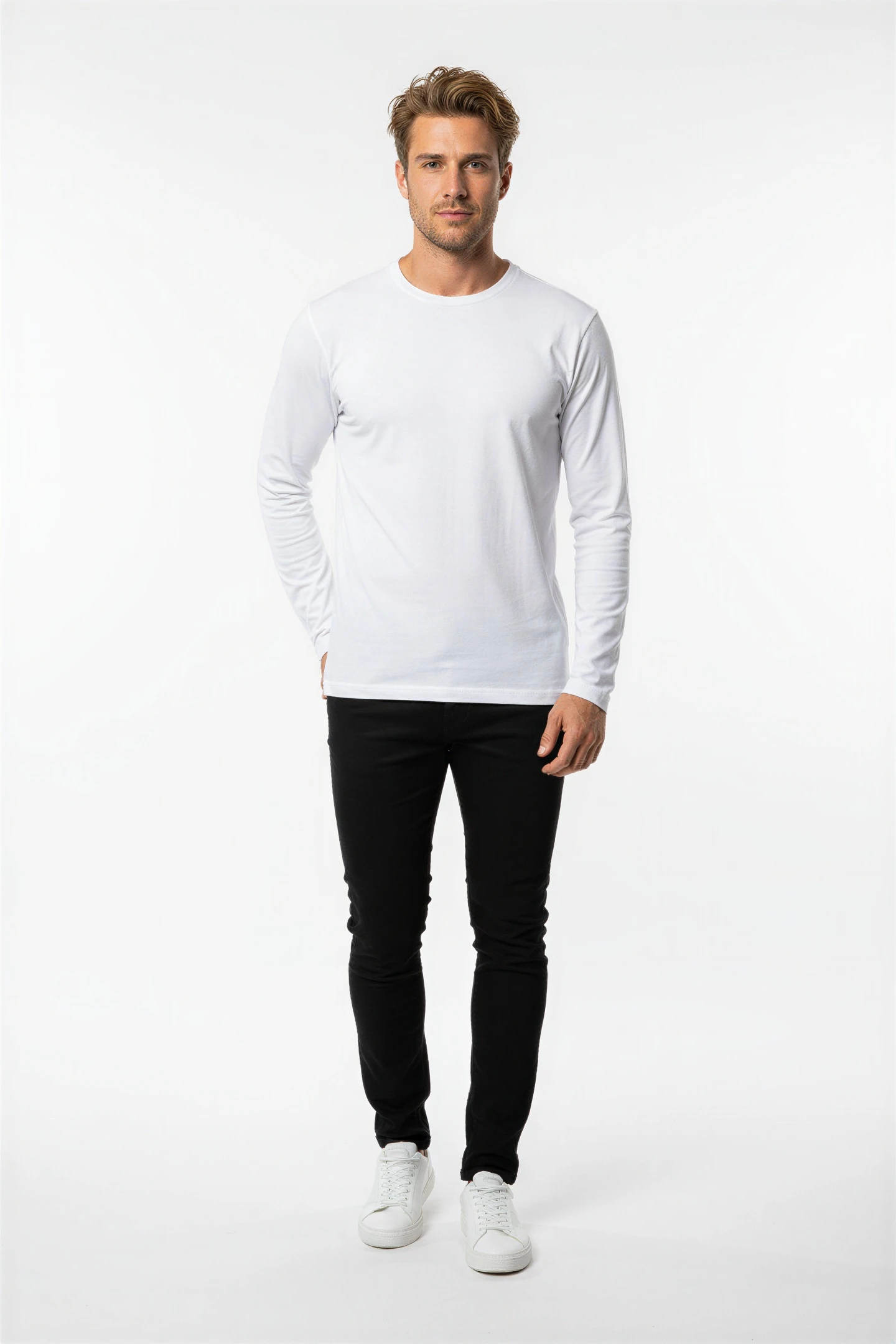 Erkek Rayon Kumaş Tshirt - Beyaz