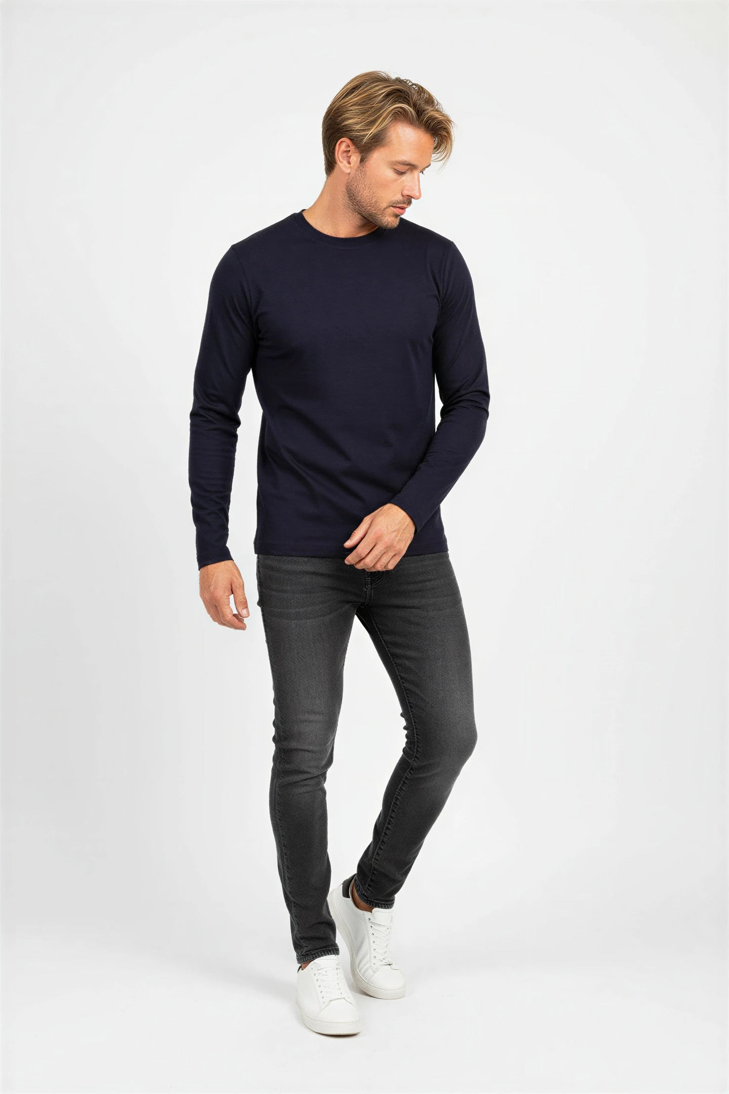 Erkek Rayon Kumaş Tshirt - Lacivert