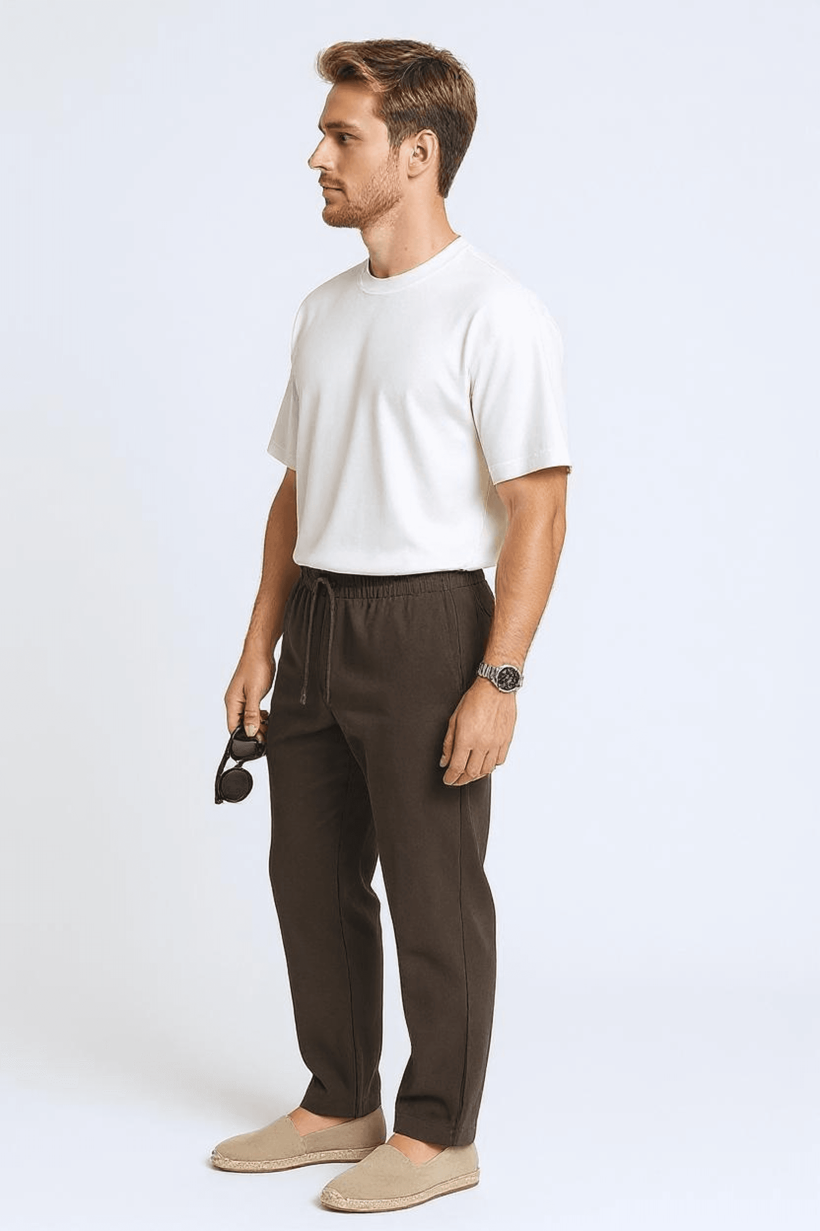 İpli Keten Pantolon