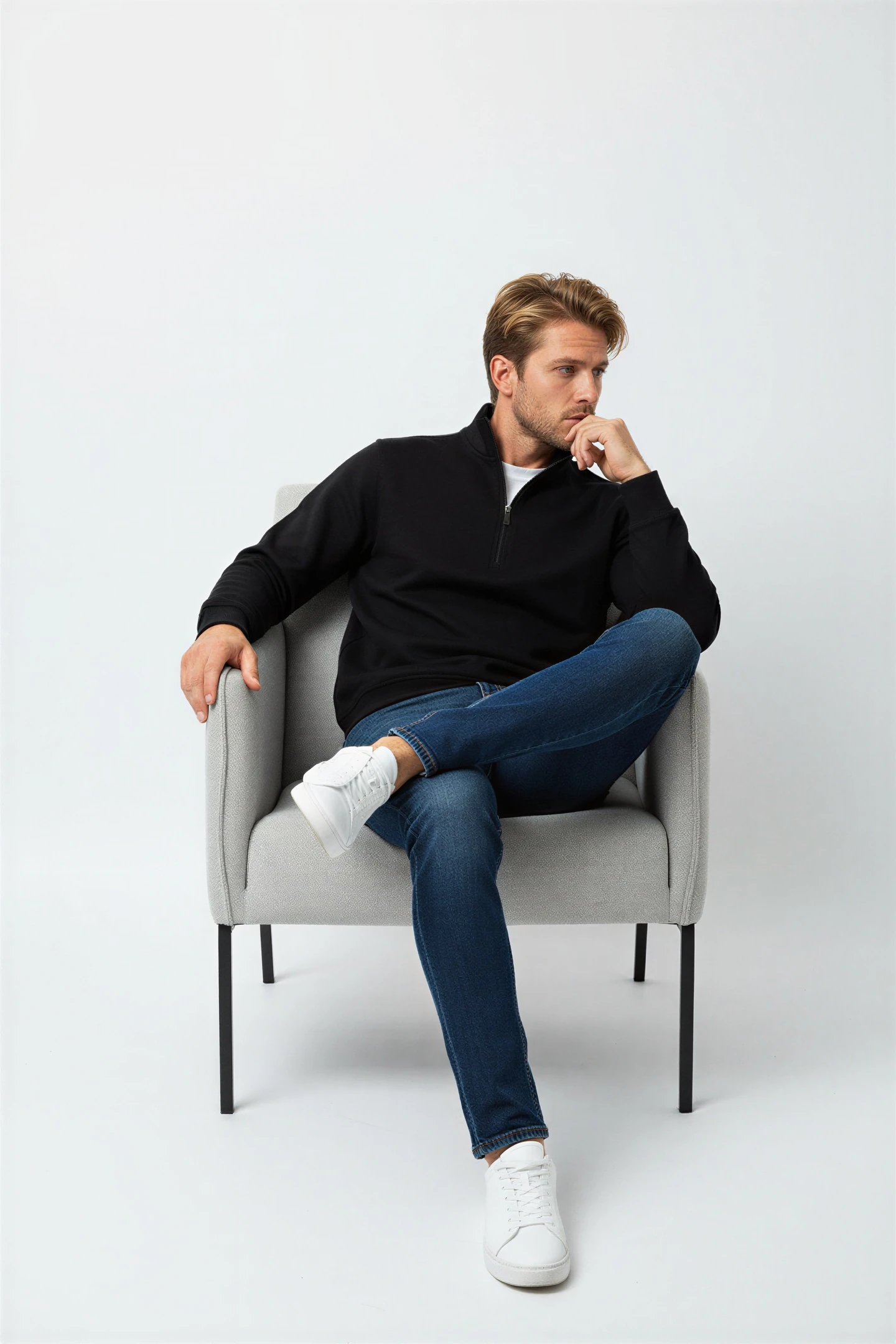 Erkek Yarım Fermuarlı Sweatshirt