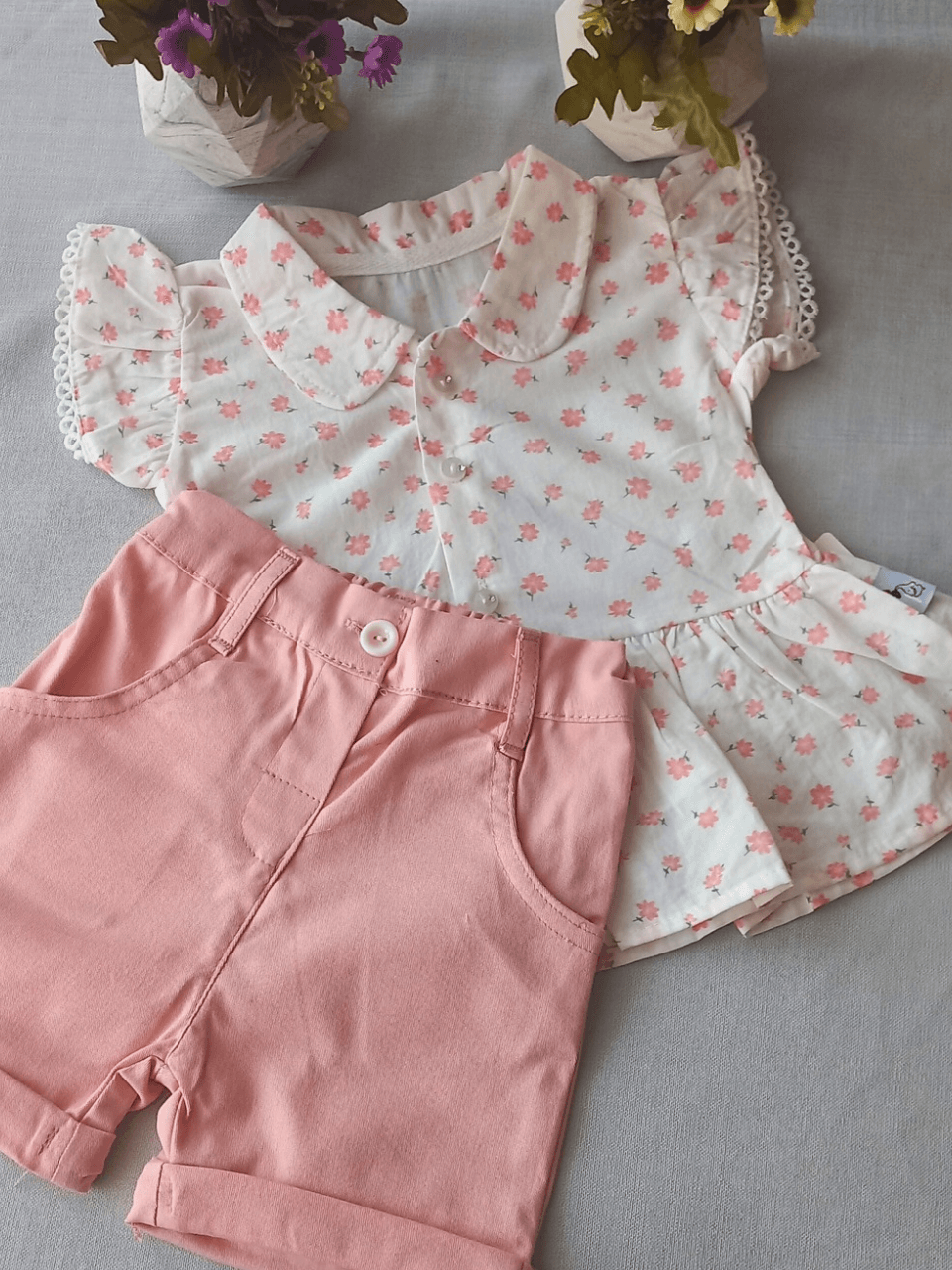 Gabardin Şort Ve Yaka Detaylı Gömlek Takım