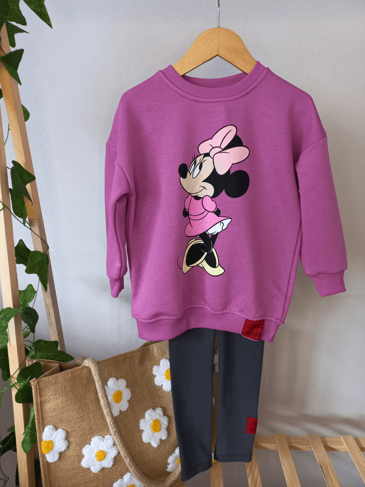 Minnie baskılı taytlı takım