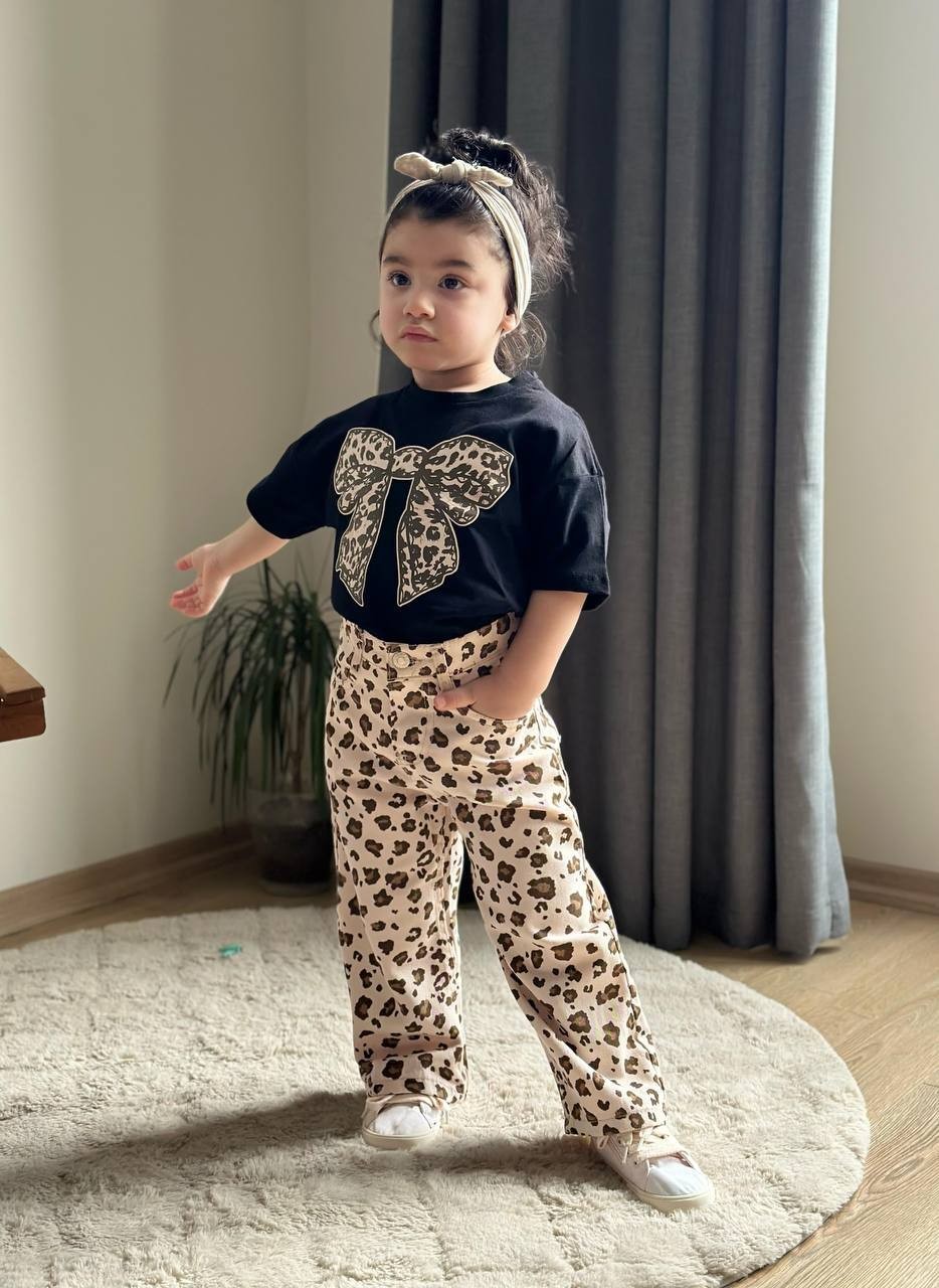 Leopar Gabardin Pantolonlu Takım