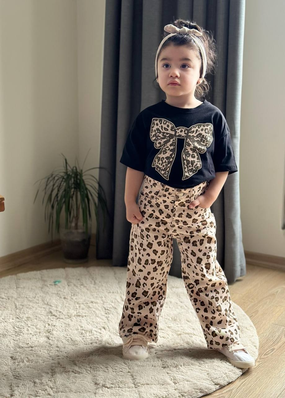 Leopar Gabardin Pantolonlu Takım