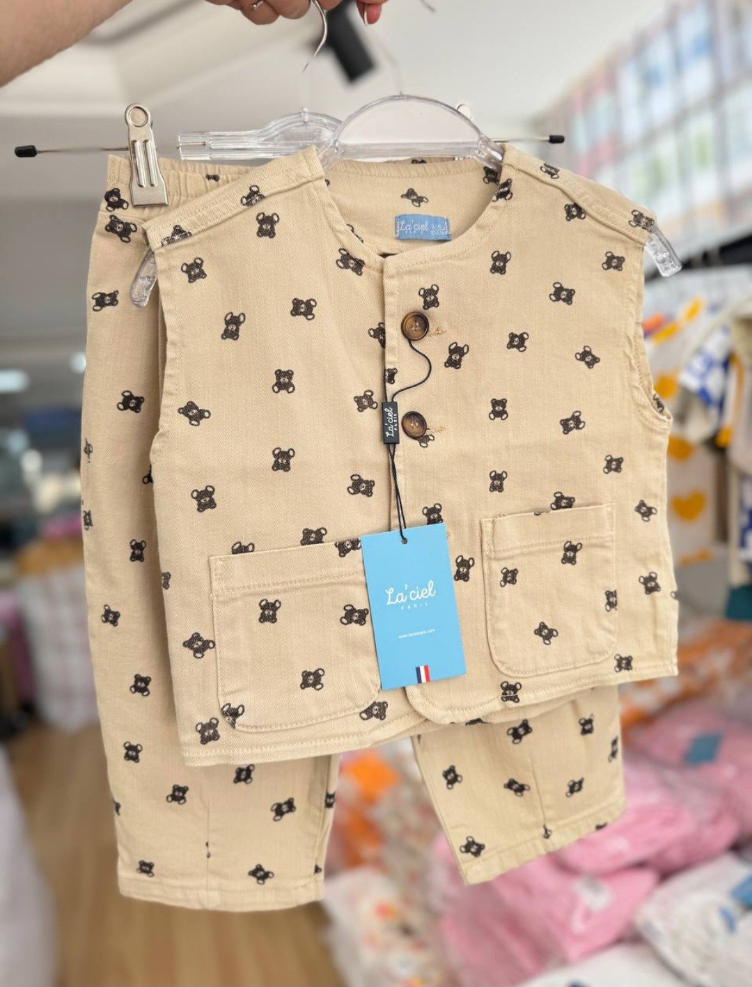 Ayıcık Baskılı Yelekli 3'lü Takım (unisex)