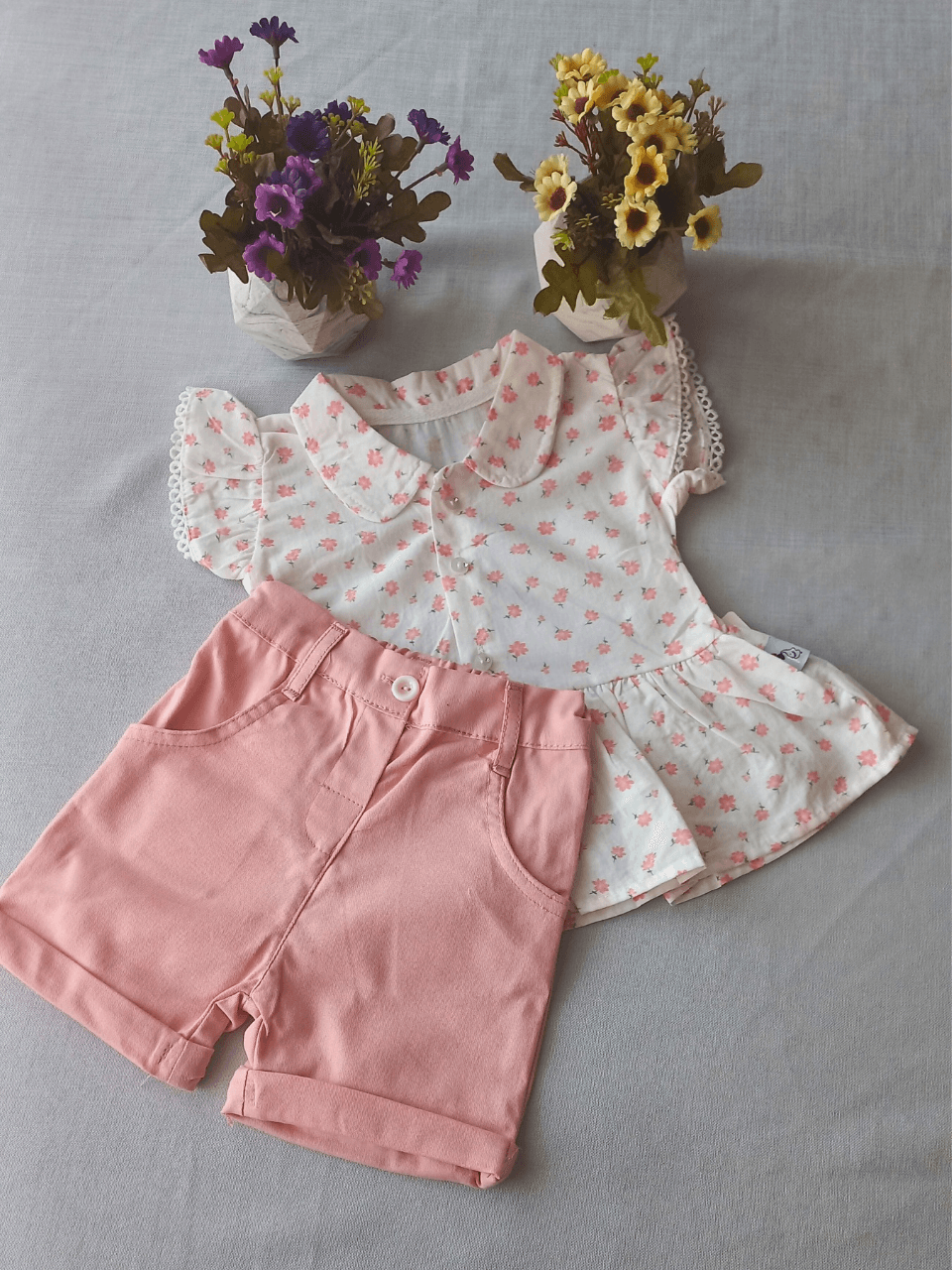 Gabardin Şort Ve Yaka Detaylı Gömlek Takım